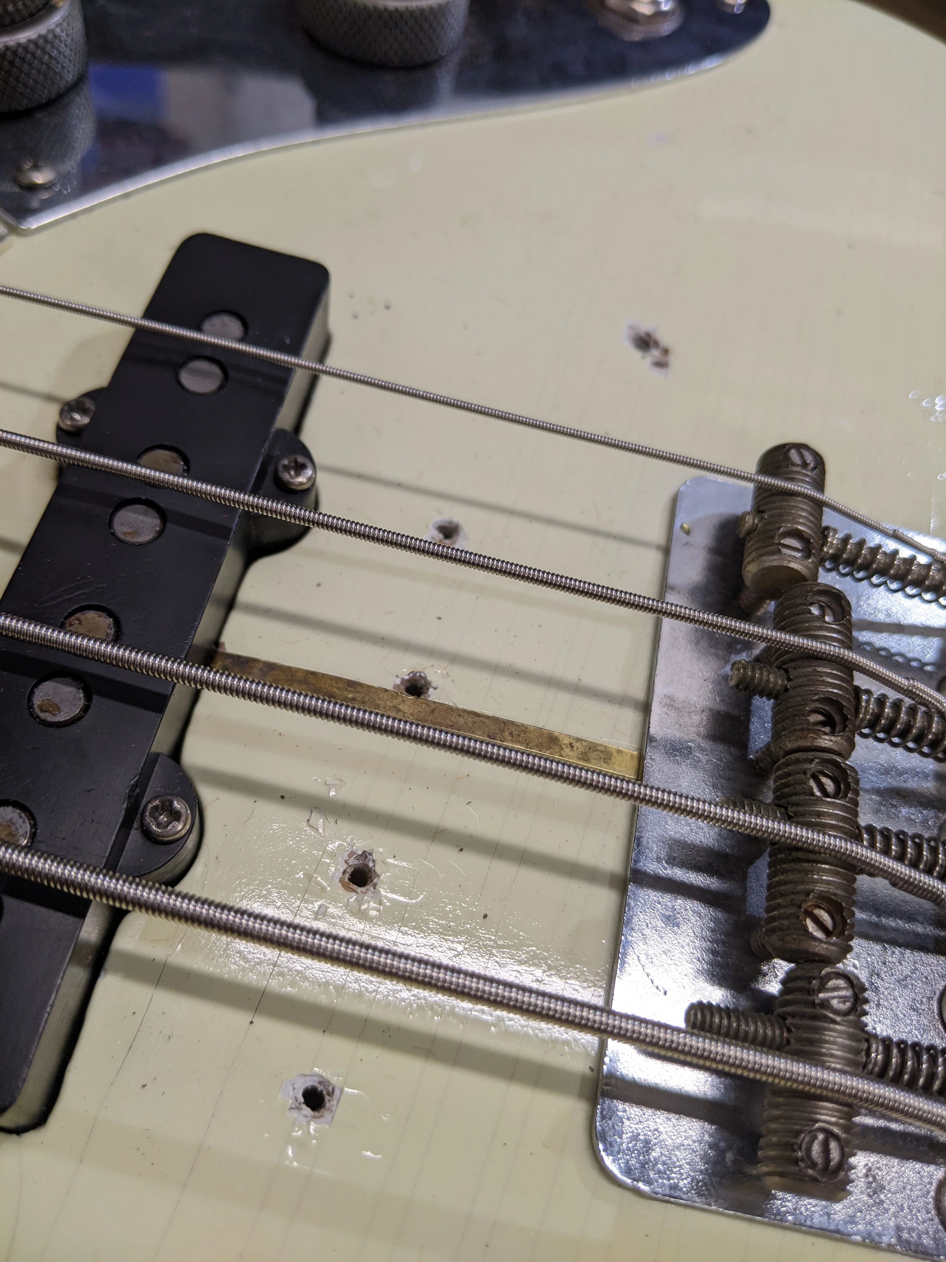 1961 Fender Jazz Bass Refin Stacked Knobs Olympic White - Image 32
