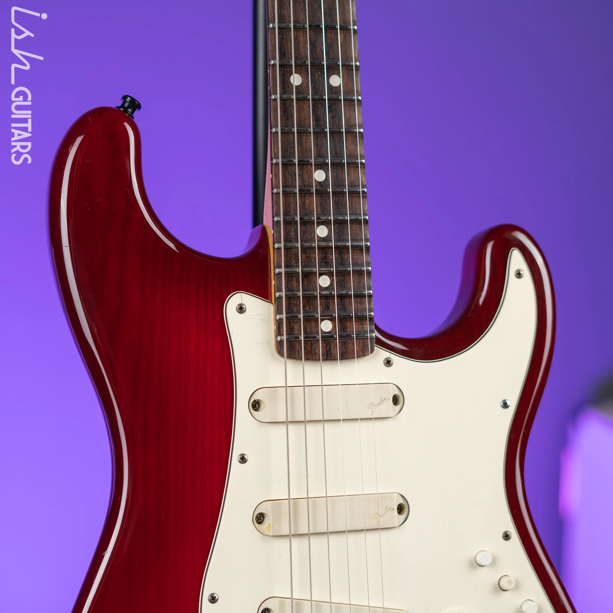 1983-1984 Fender Elite Stratocaster Red Scalloped Fretboard Wild Cherry - Image 3