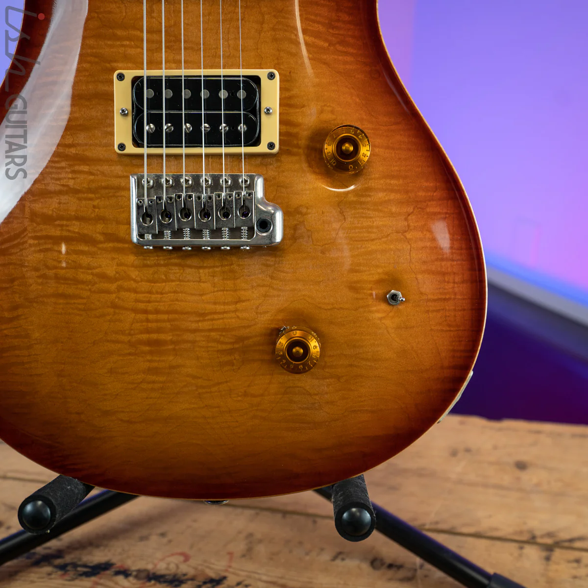 1986 PRS Custom 24 1-Piece Top Birds Hand Signed Dark Cherry Sunburst - Image 4