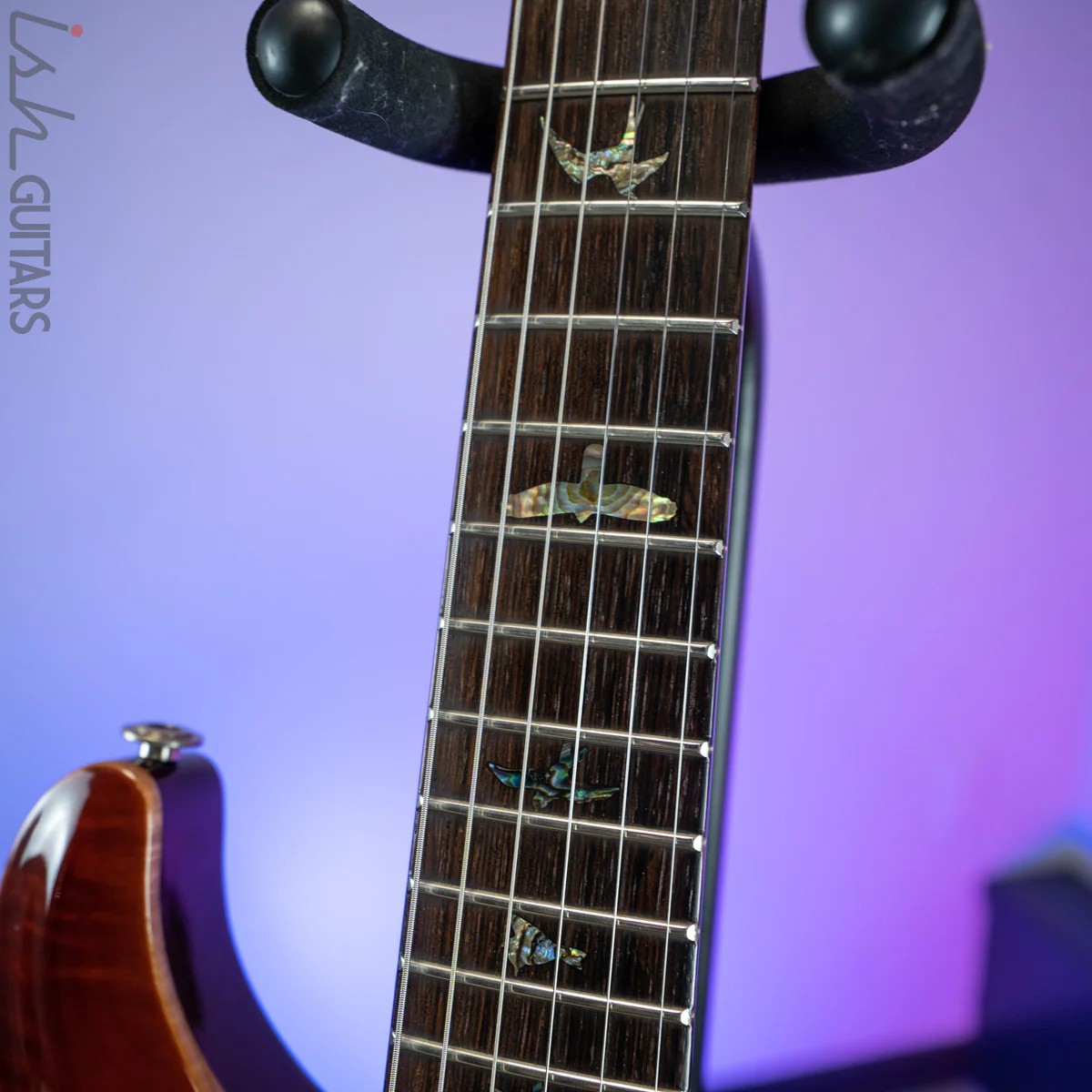 1986 PRS Custom 24 1-Piece Top Birds Hand Signed Dark Cherry Sunburst - Image 6