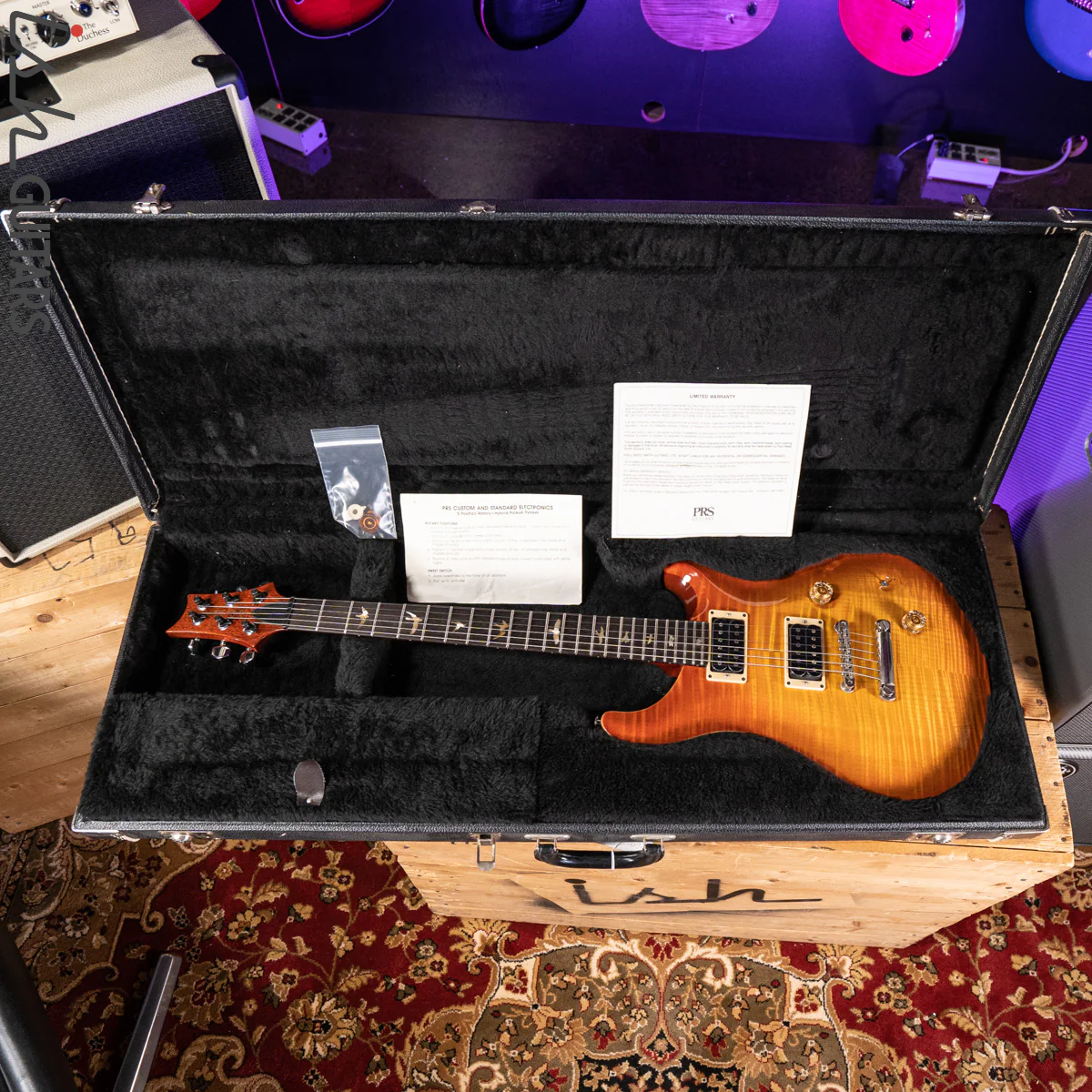 1989 PRS Custom 24 RARE Factory 2 Piece Stoptail 10 Top Sunburst - Image 20