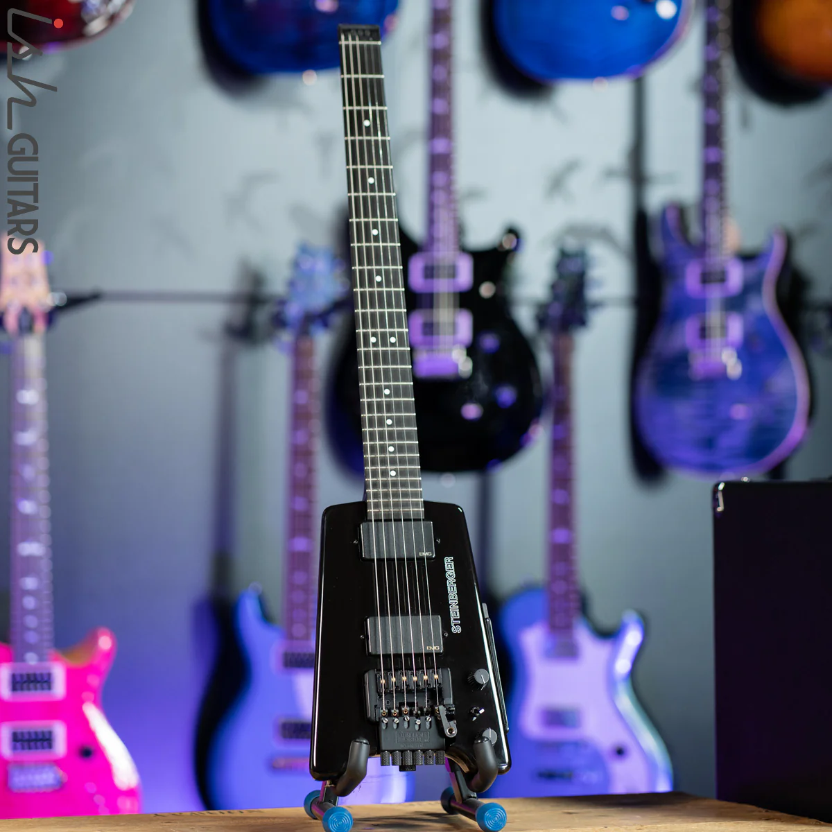 1989 Steinberger GL2T Trans Trem Guitar Black - Image 3