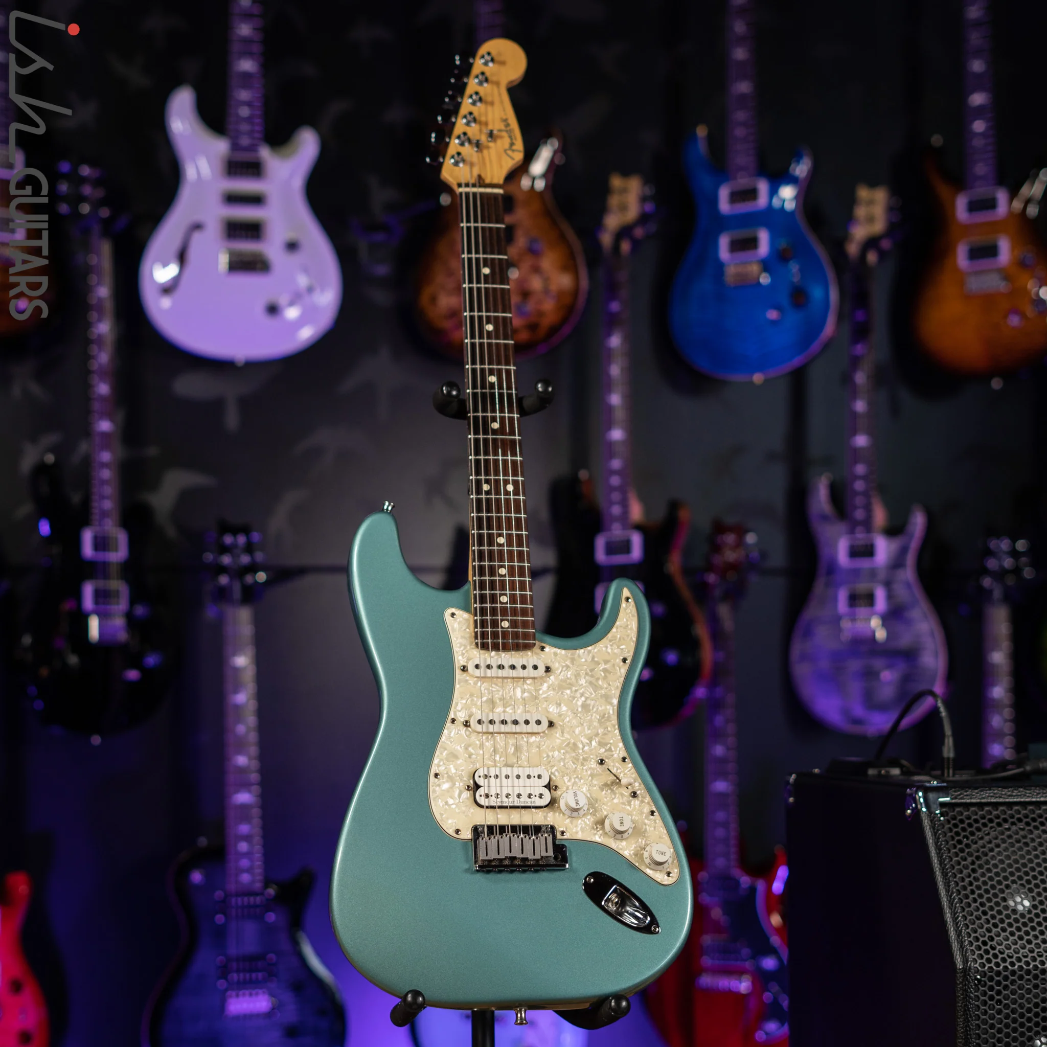 1996 Fender Lone Star Stratocaster Strat Teal Green Metallic - Image 2