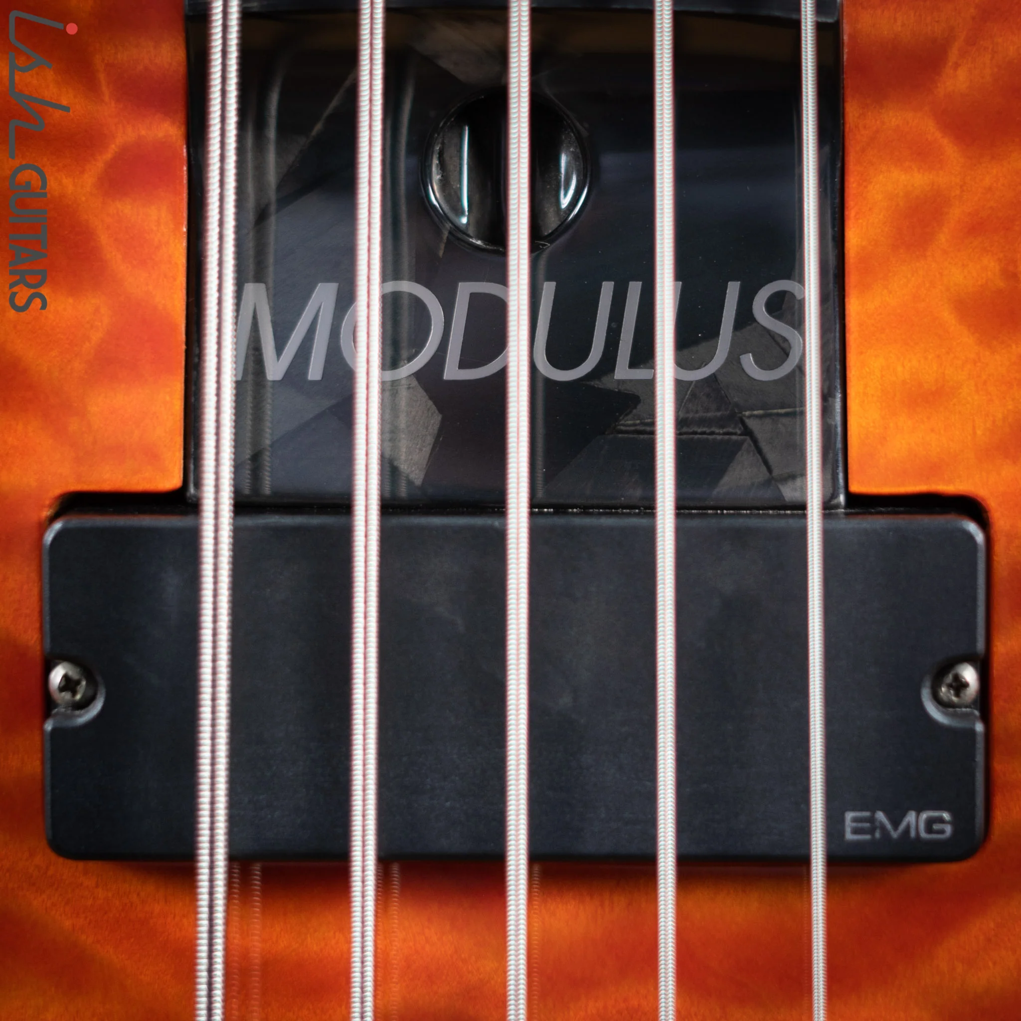 1998 Modulus Q5 Quantum 5-String Bass Orange Quilt - Image 7