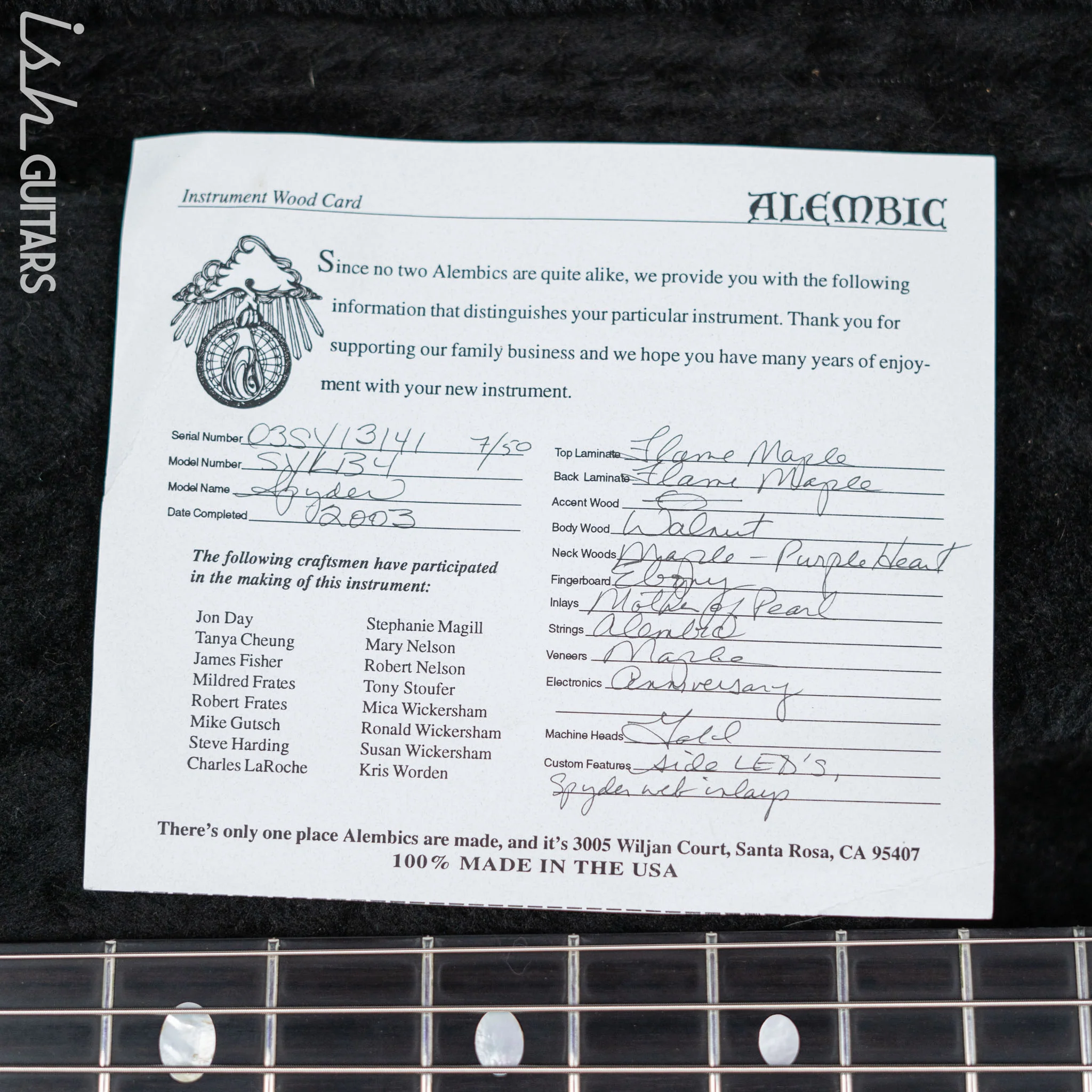 2003 Alembic Spyder John Entwistle 4-String Bass #7/50 Natural - Image 17