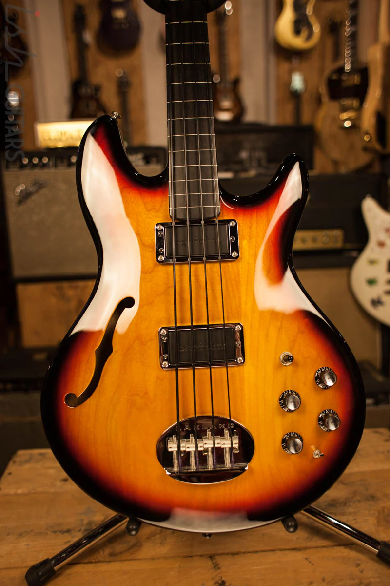 2003 Lakland Skyline Fretless Hollowbody Three Tone Sunburst - Image 2
