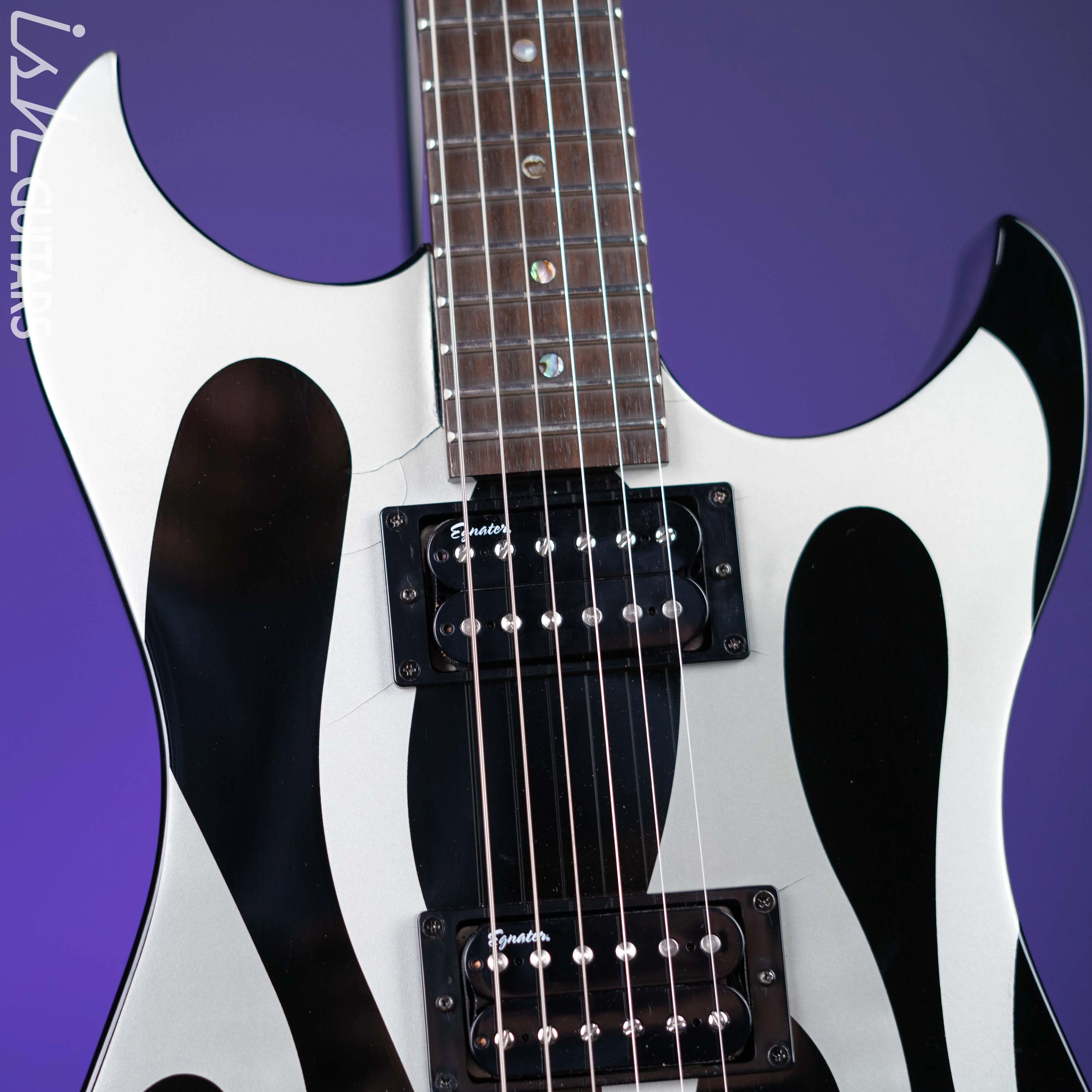 2007 Washburn DD61 Dan Donegan Signature Silver Flames - Image 3