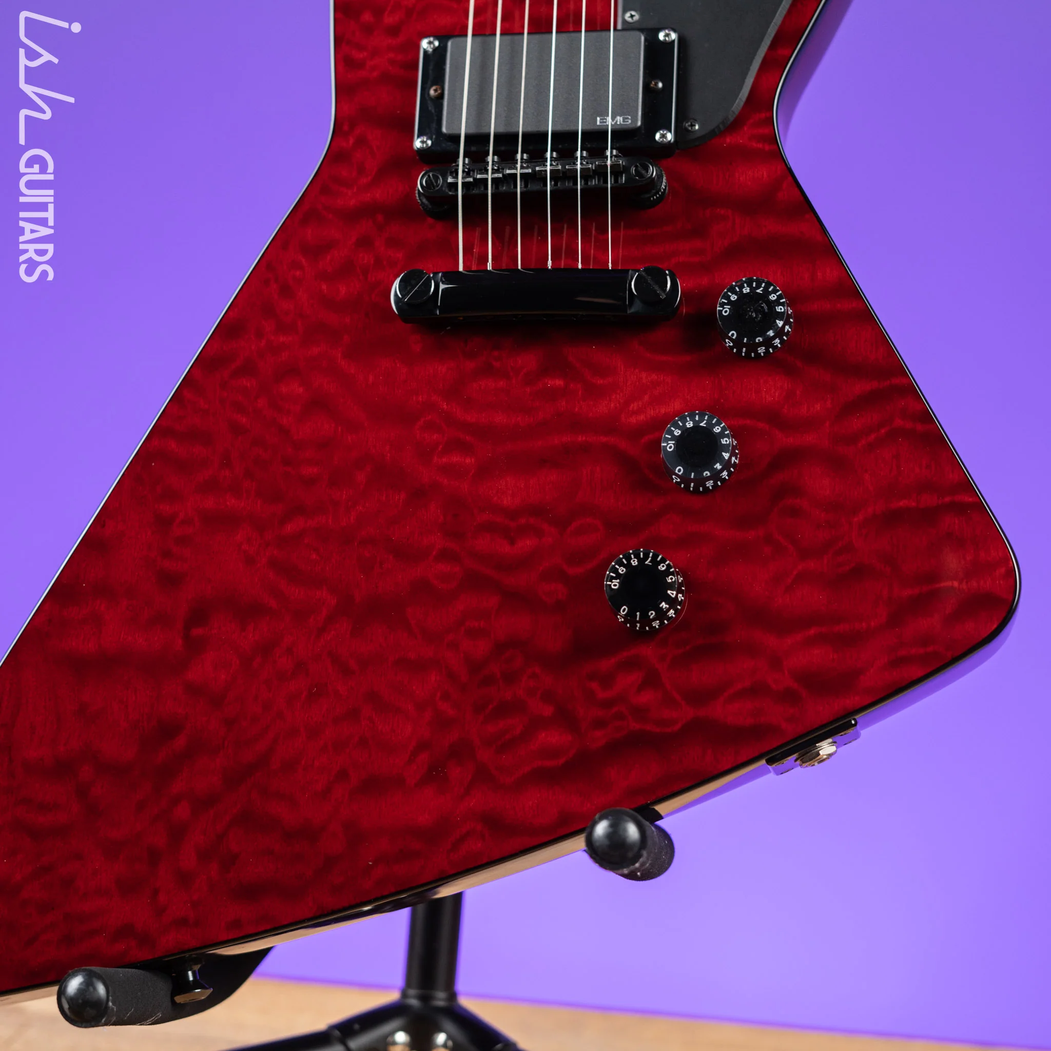 2008 Epiphone Prophecy Futura Custom Explorer Black Cherry - EMG PA-2 Preamp - Image 4