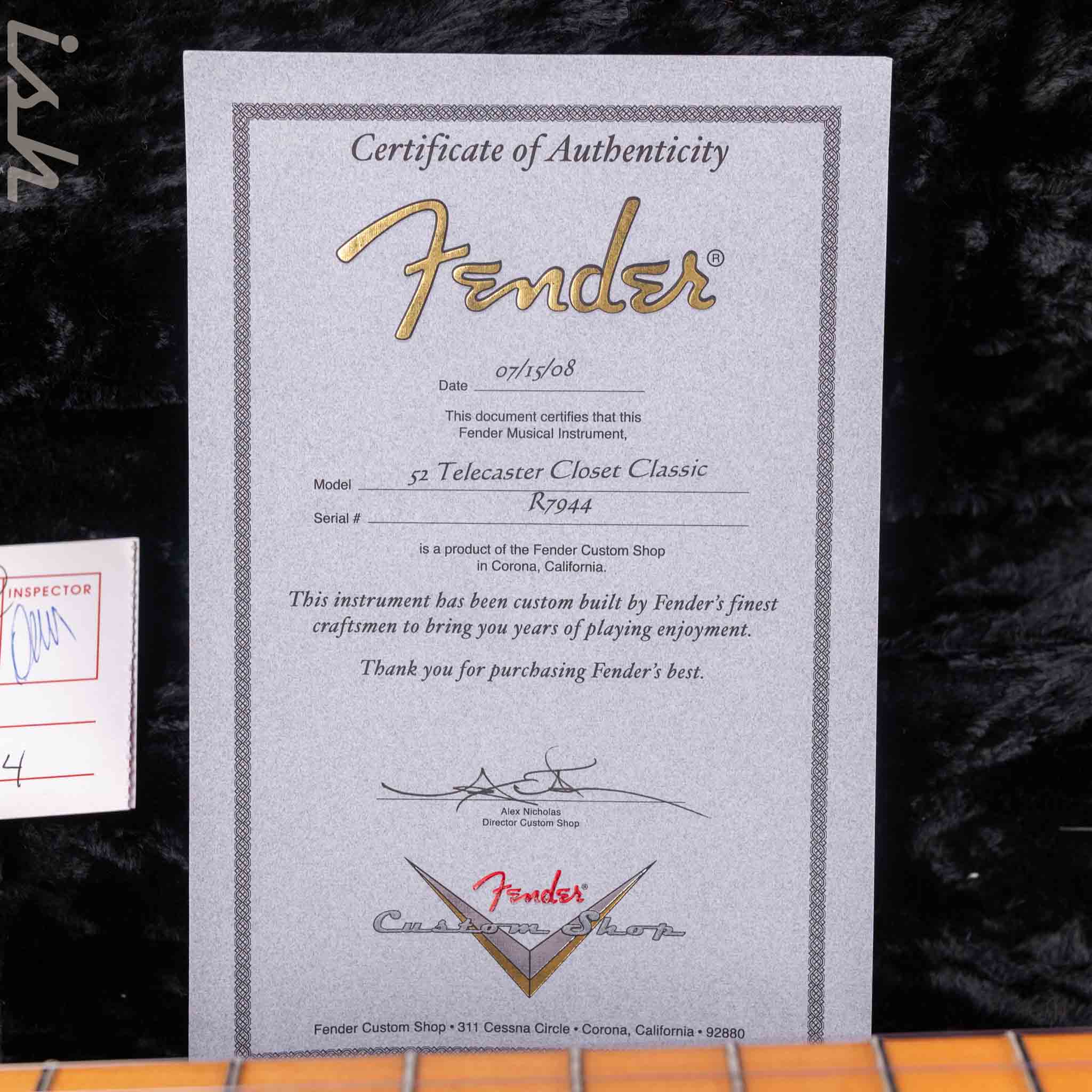 2008 Fender Custom Shop Closet Classic 1952 Telecaster Blonde - Image 21