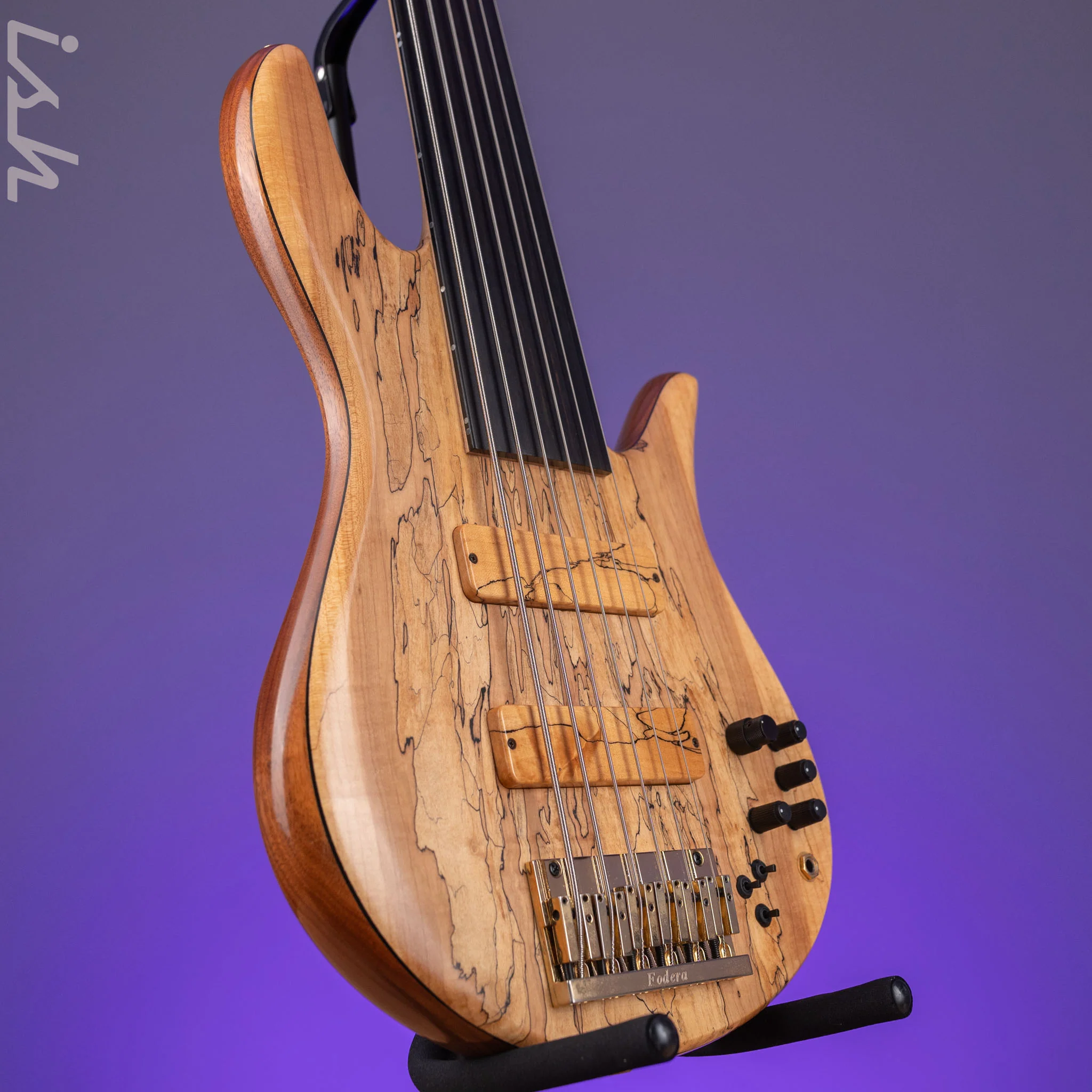 2008 Fodera Monarch Custom 6 String Fretless Bass Spalted Maple - Image 3