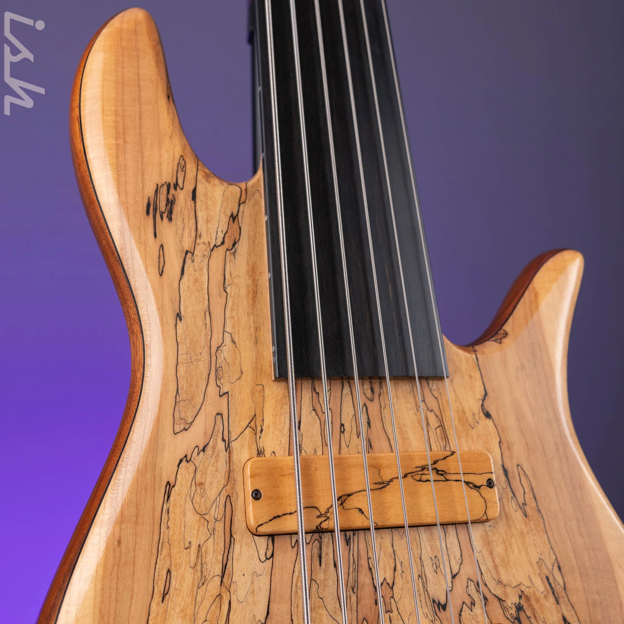 2008 Fodera Monarch Custom 6 String Fretless Bass Spalted Maple - Image 4