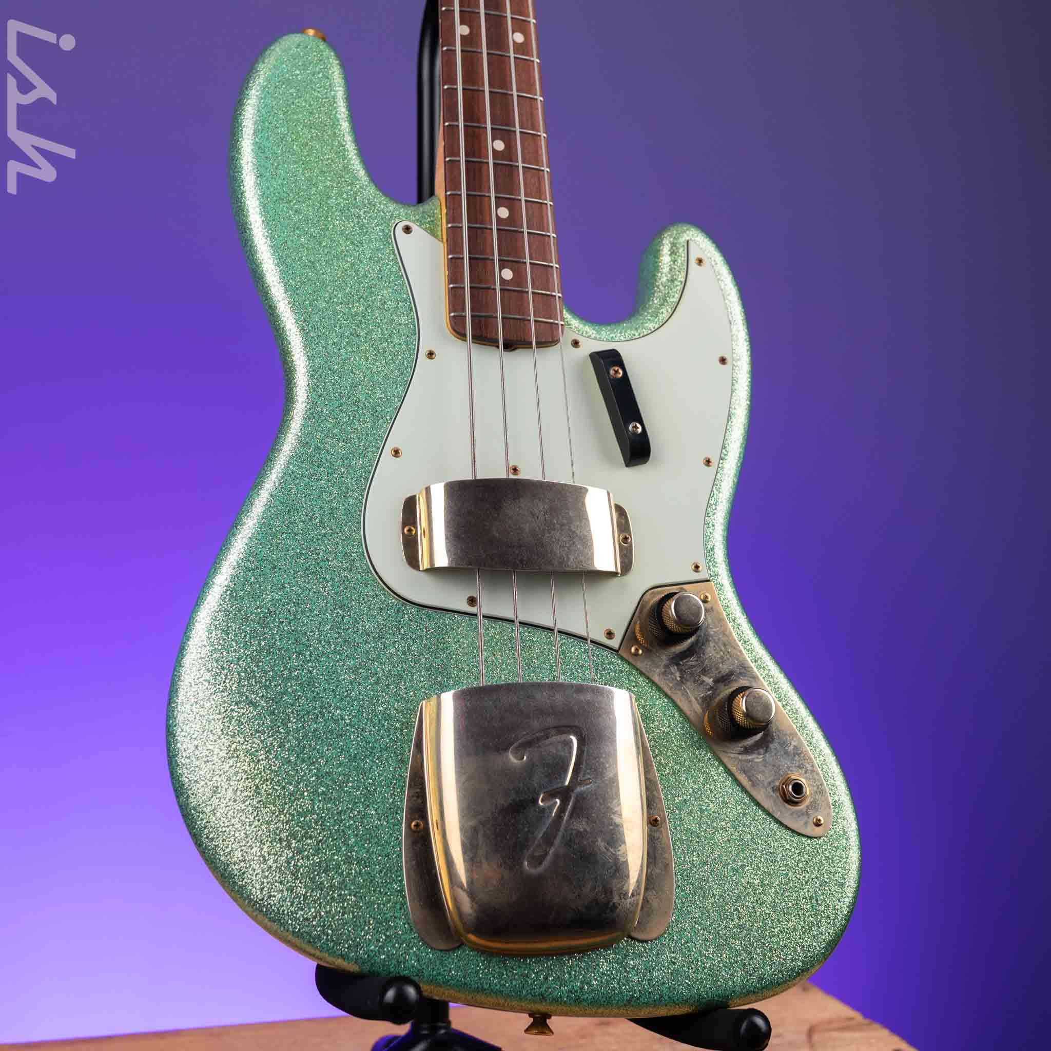 2010 Fender Custom Shop 1960 Jazz Bass Relic Seafoam Green Sparkle Gold Hardware