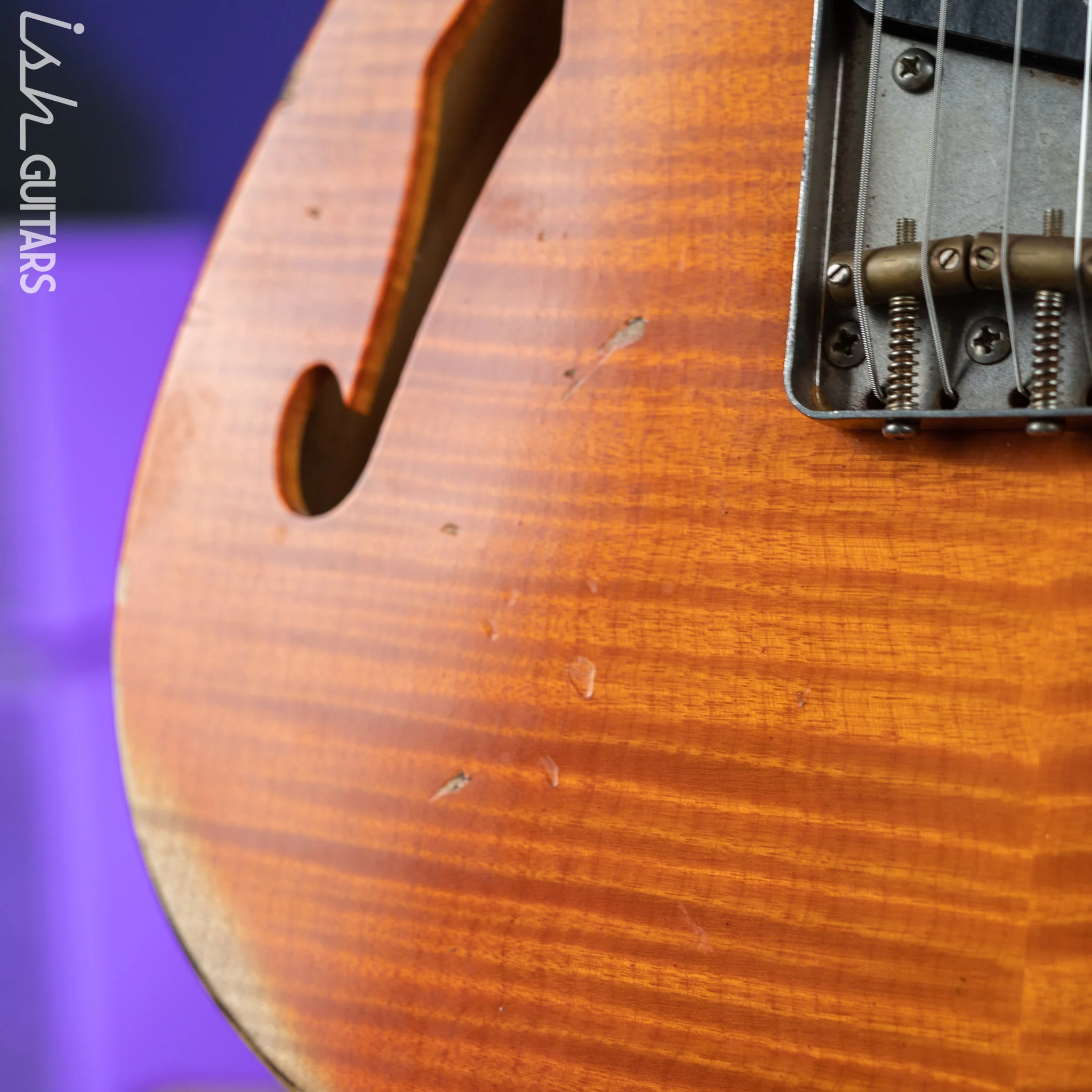 2011 Nashville Guitars T-69TL Thinline Tele Orange - Image 10