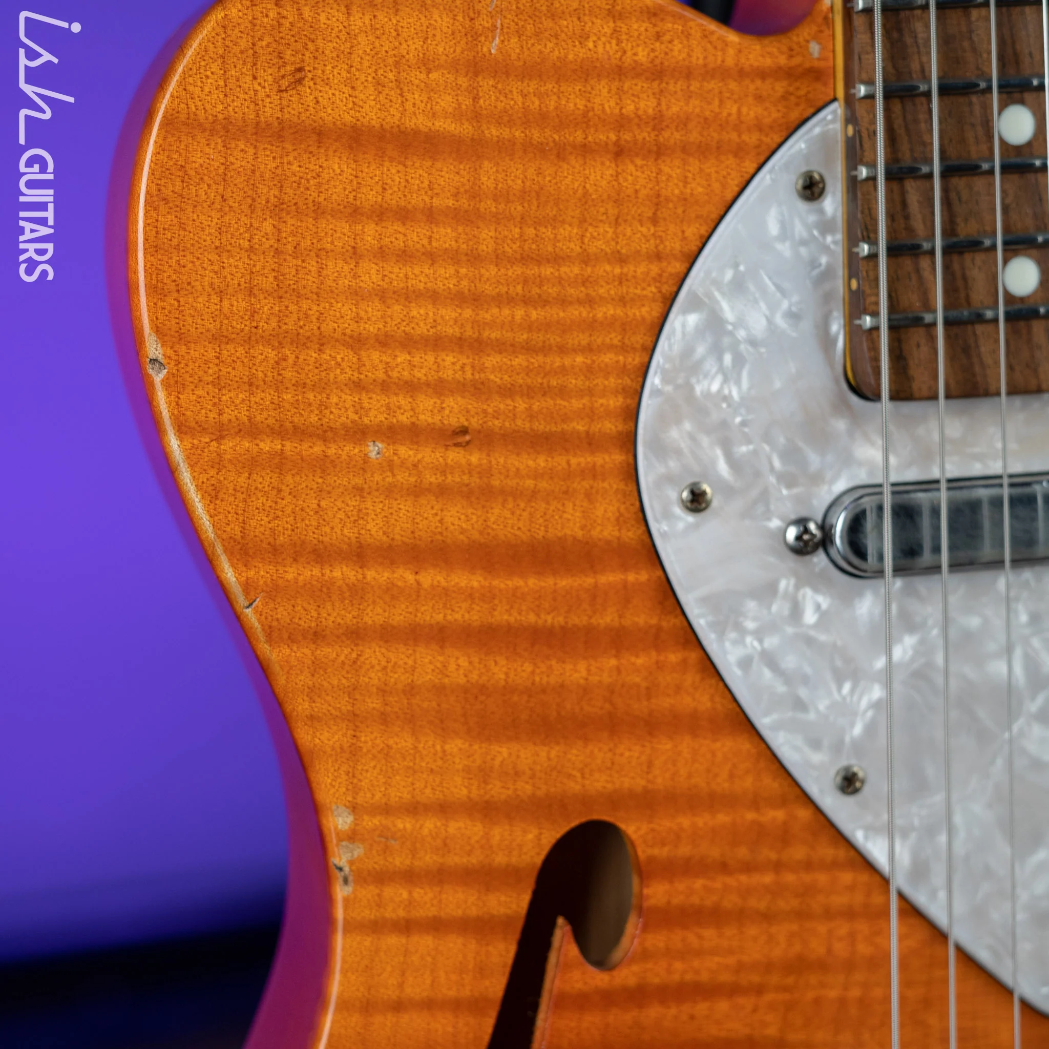 2011 Nashville Guitars T-69TL Thinline Tele Orange - Image 11