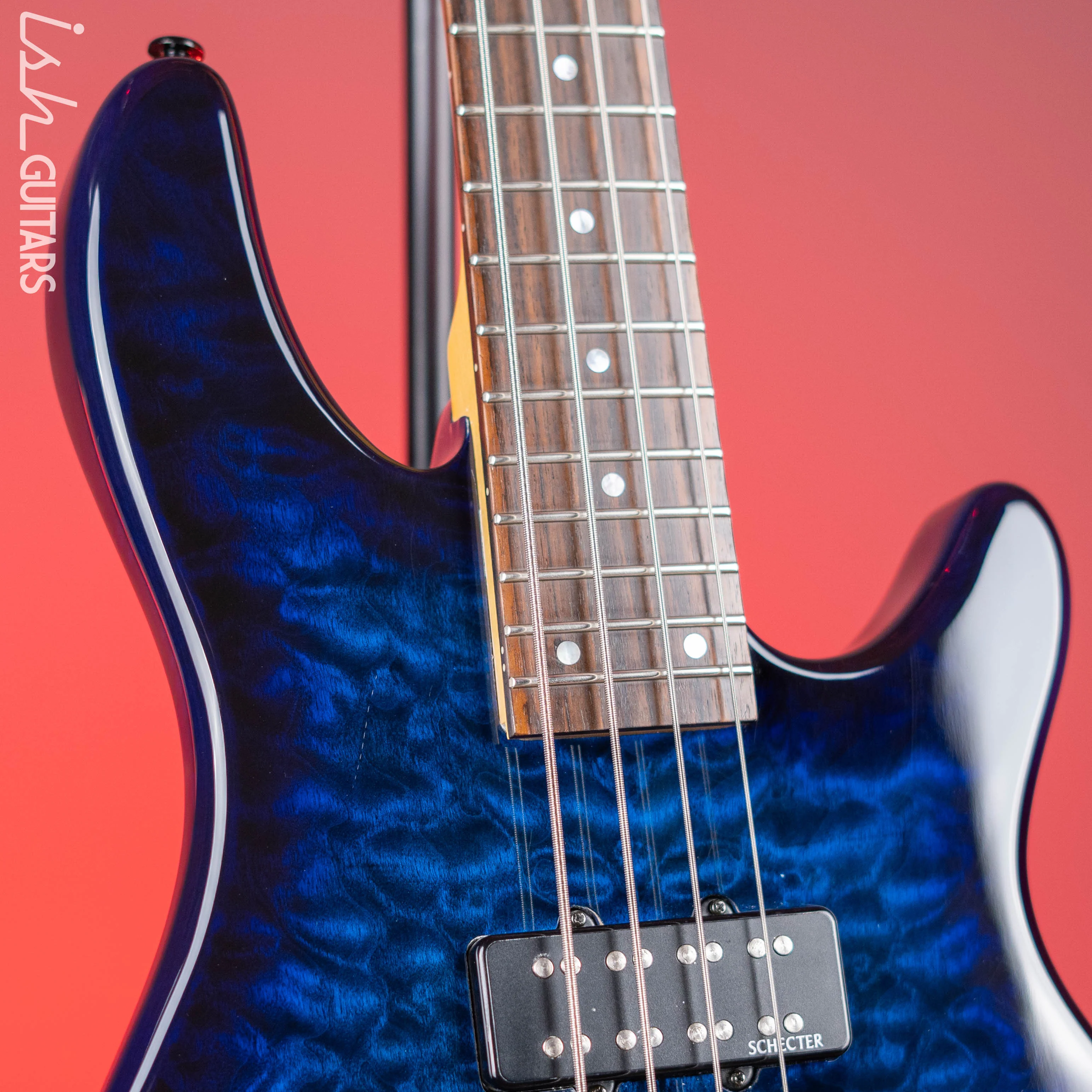 2011 Schecter Diamond Series Raiden Special 4-String Bass Blue Burst - Image 3