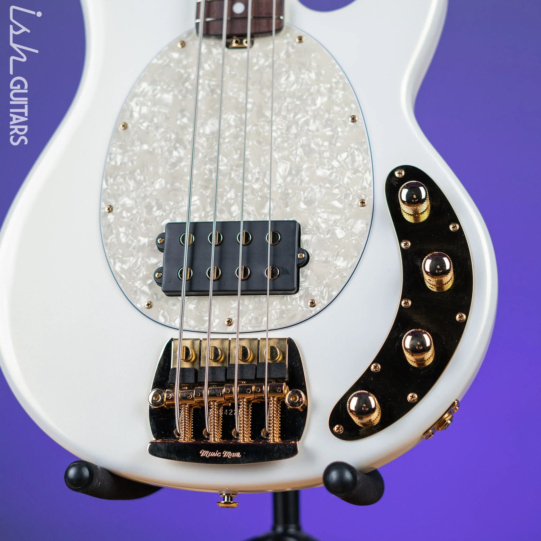 2012 Ernie Ball Music Man Stingray Classic Premier 4-String Bass Gilded White Gloss - Image 4