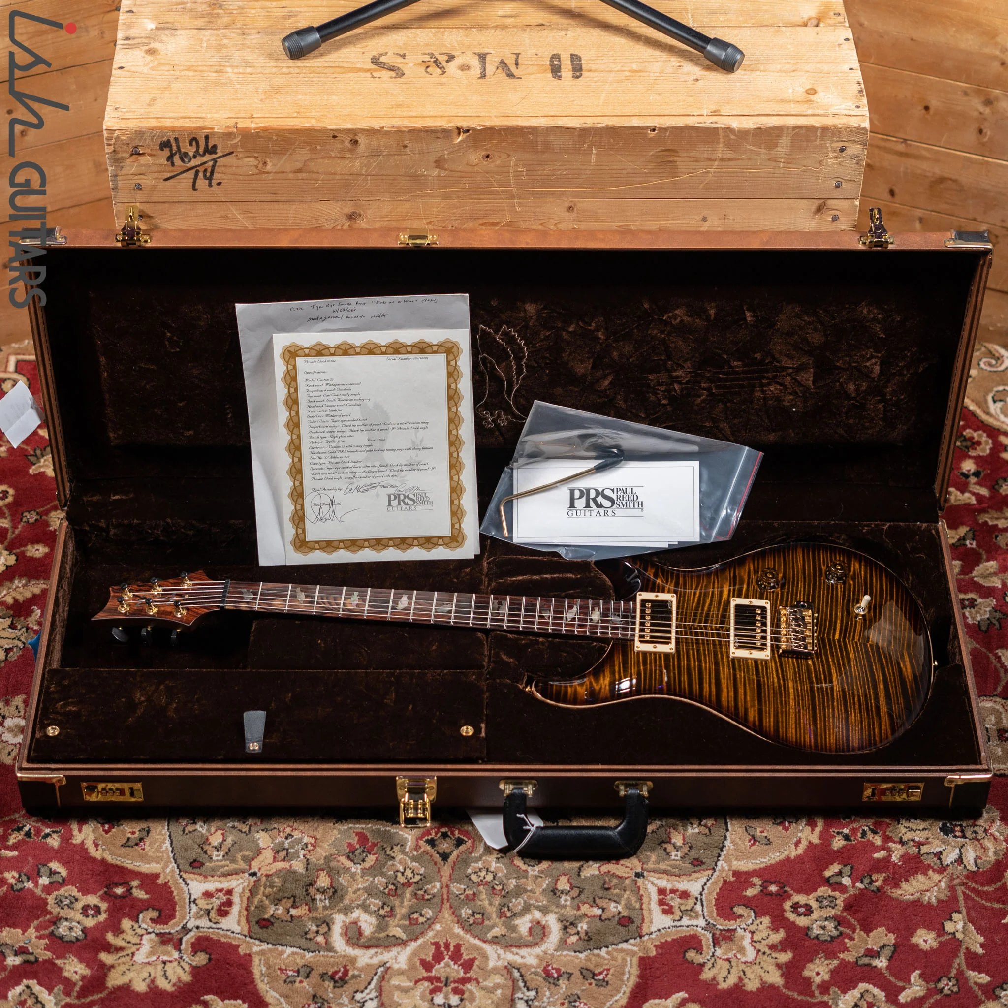 PRS Custom 22 Private Stock Tiger Eye Smoked Burst Birds On A Wire - Image 17