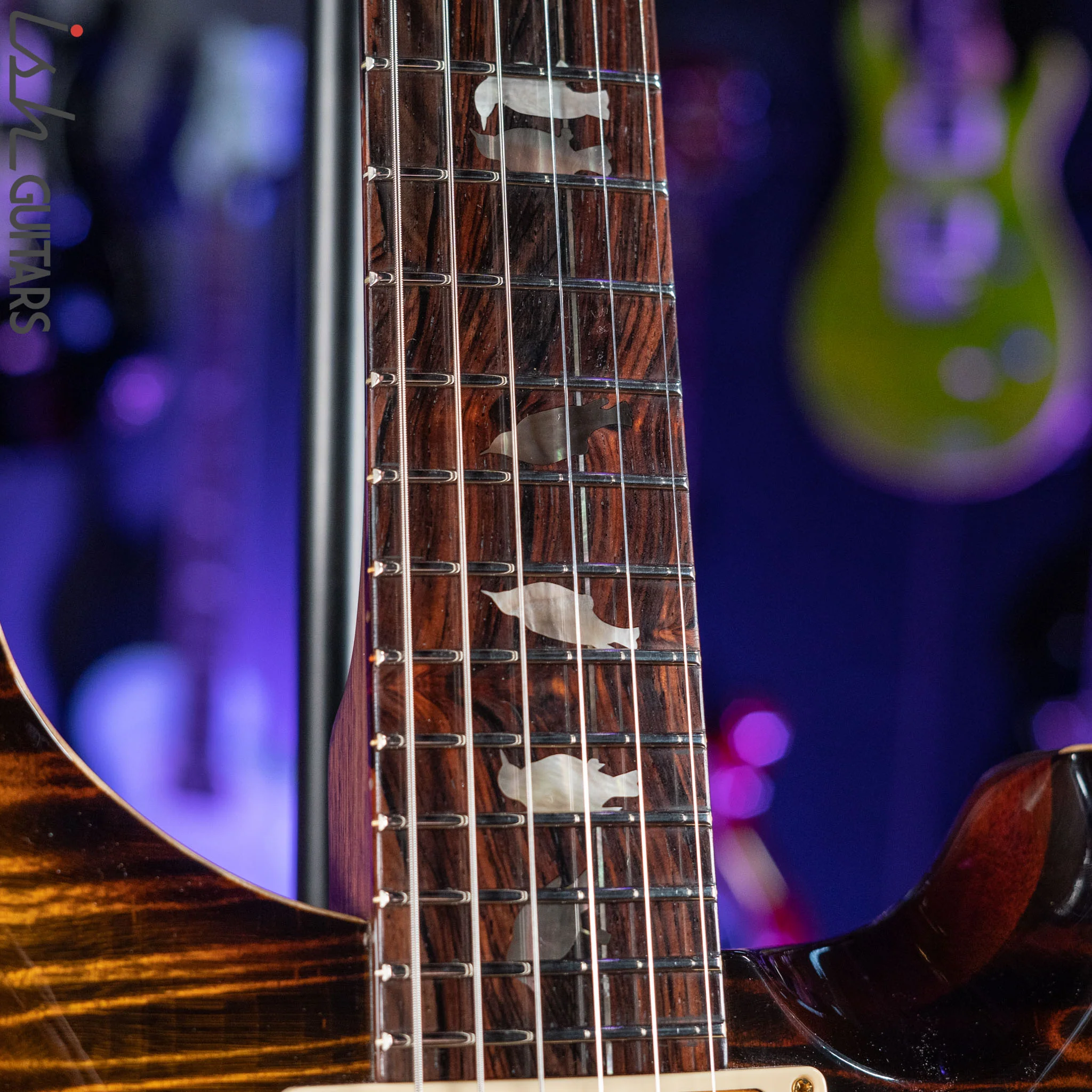 PRS Custom 22 Private Stock Tiger Eye Smoked Burst Birds On A Wire - Image 2