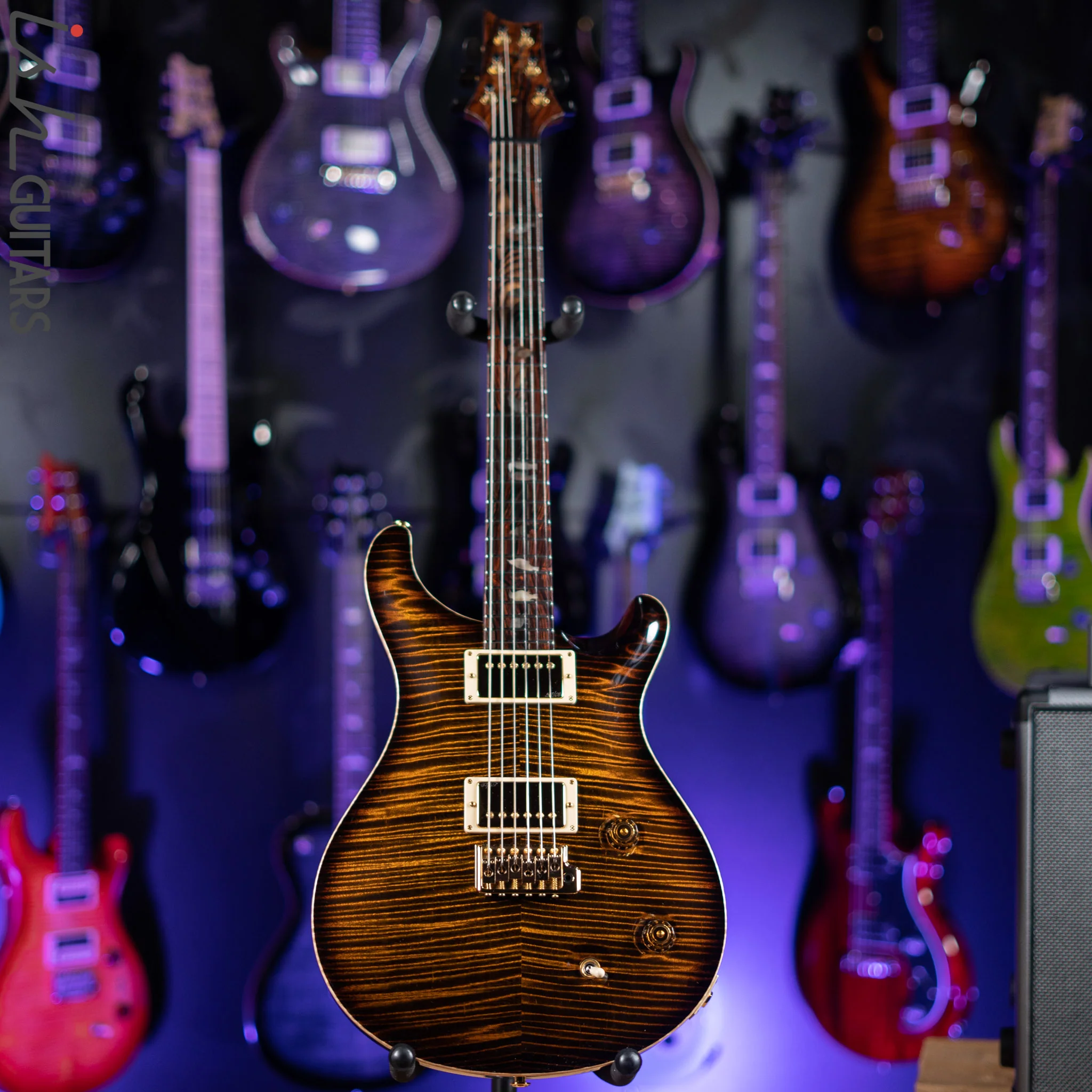 PRS Custom 22 Private Stock Tiger Eye Smoked Burst Birds On A Wire - Image 3