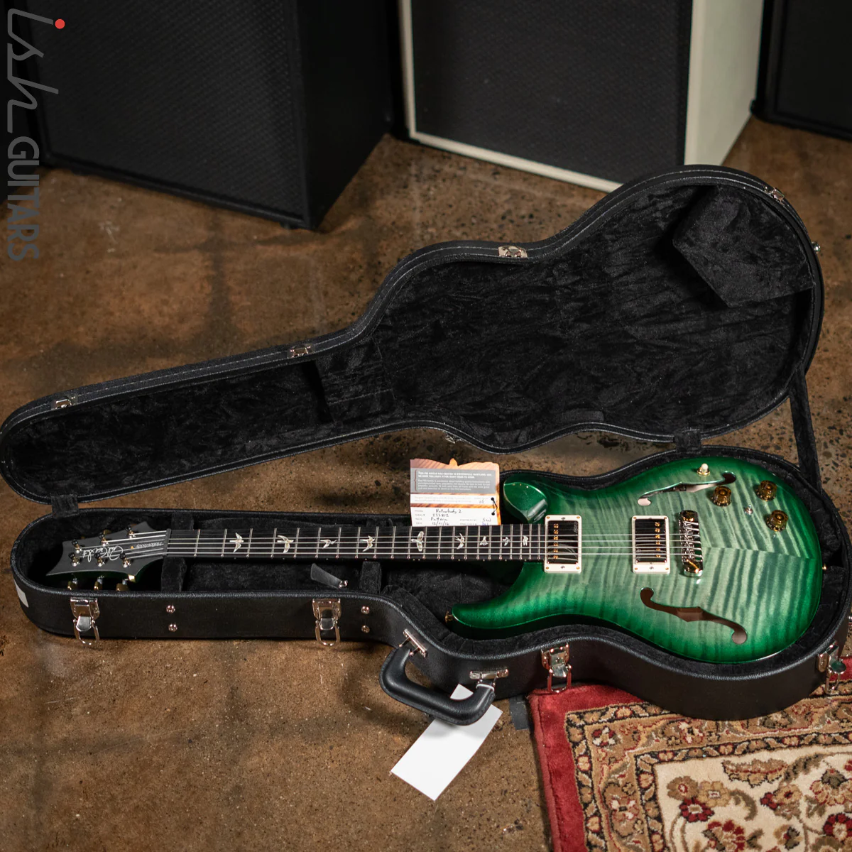 2016 PRS Hollowbody II Piezo Trampas Green Metallic Burst 10 Top - Image 13