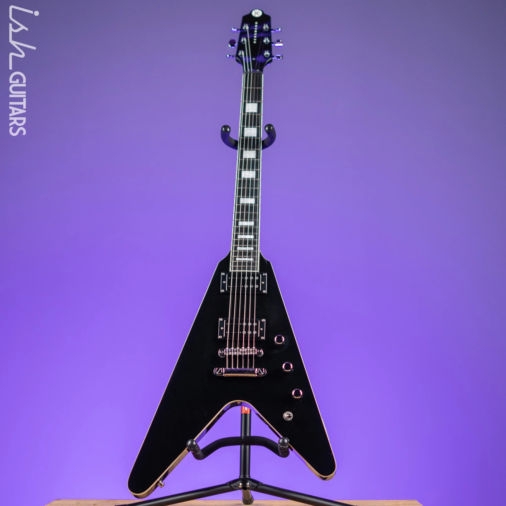 2016 Reverend Volcano RA Flying V Black - Image 2
