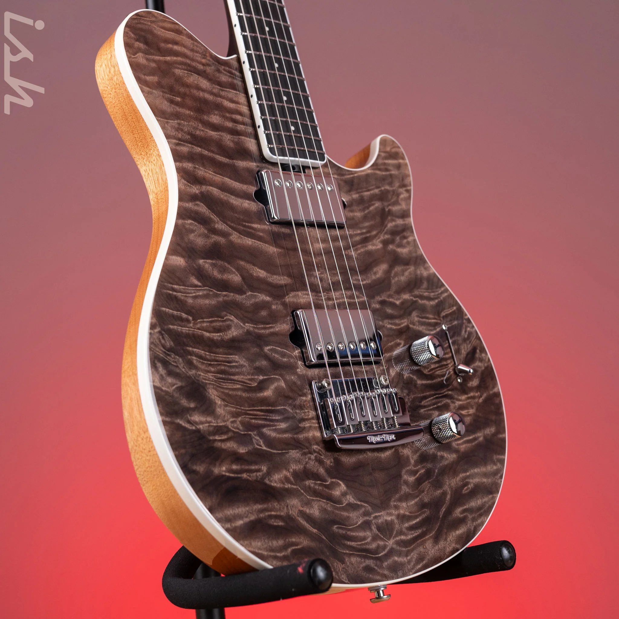 2017 Ernie Ball Music Man Axis Super Sport HH Tremolo BFR Transparent Black - Image 3