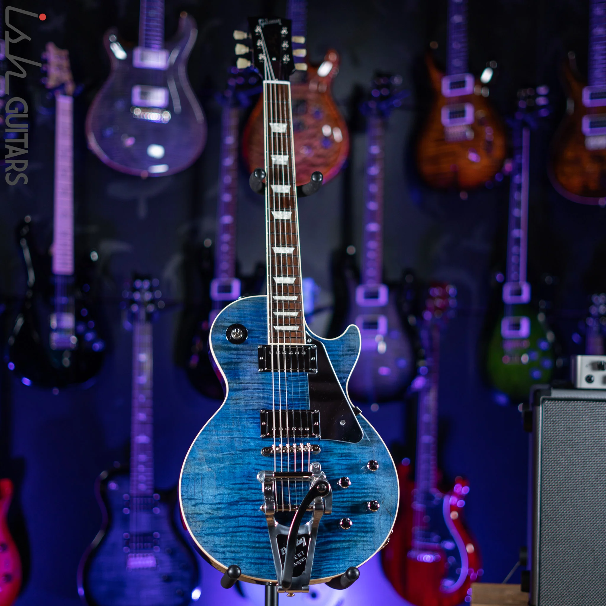 2017 Gibson Custom Shop USA Les Paul Bigsby (Class 5 COA) Faded Blue Flame - Image 2
