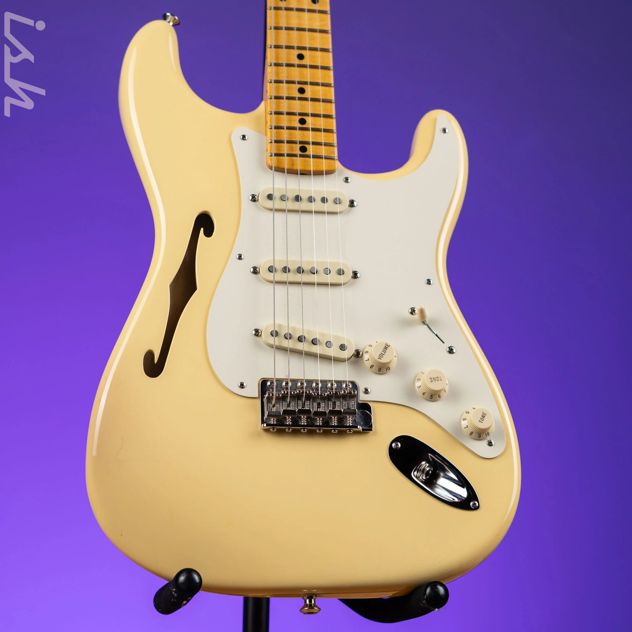 2018 Fender Eric Johnson Signature Thinline Strat Semi-Hollow Electric Guitar Vintage White