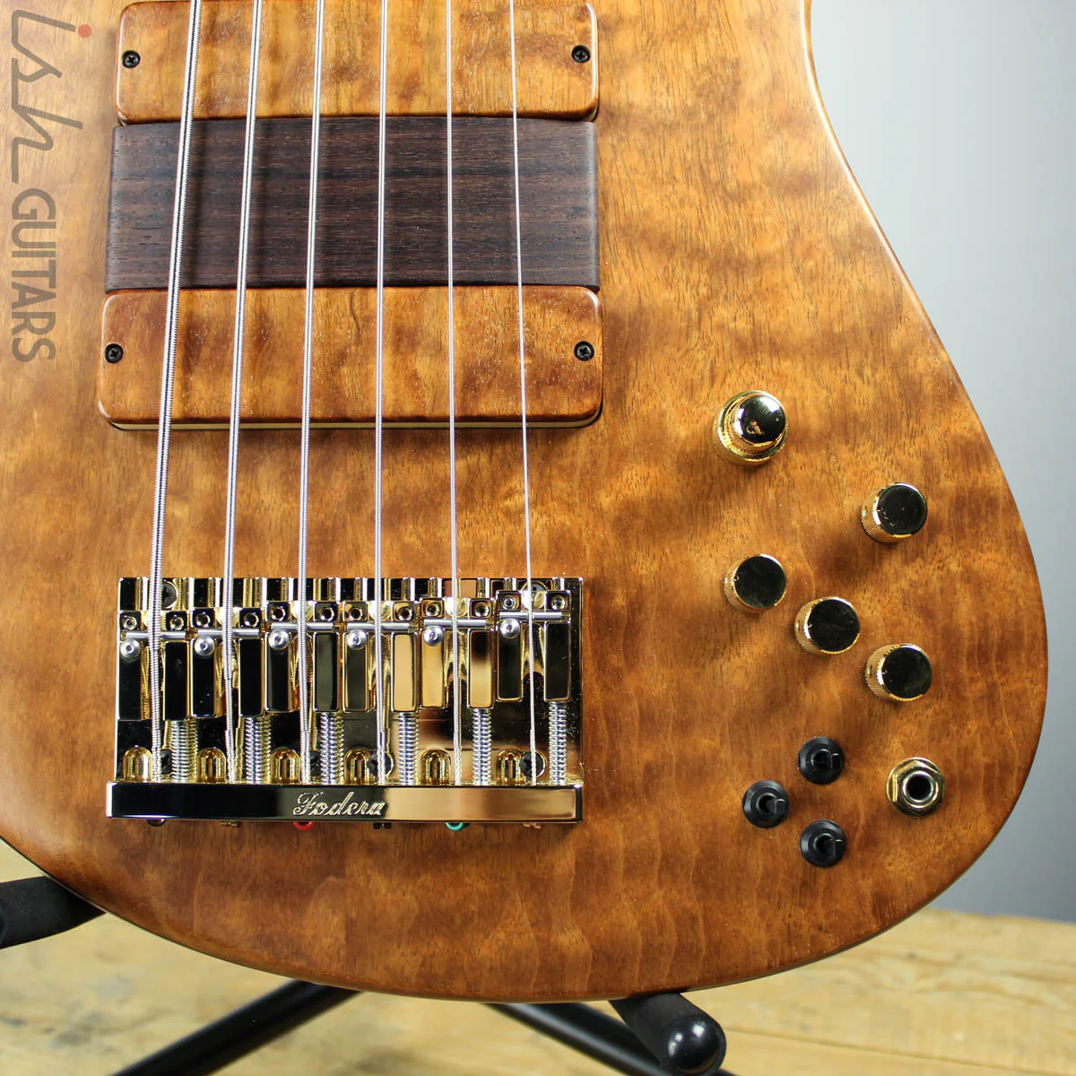 2018 Fodera Six String Emperor II Elite Quilted Mahogany/Ash - Image 4