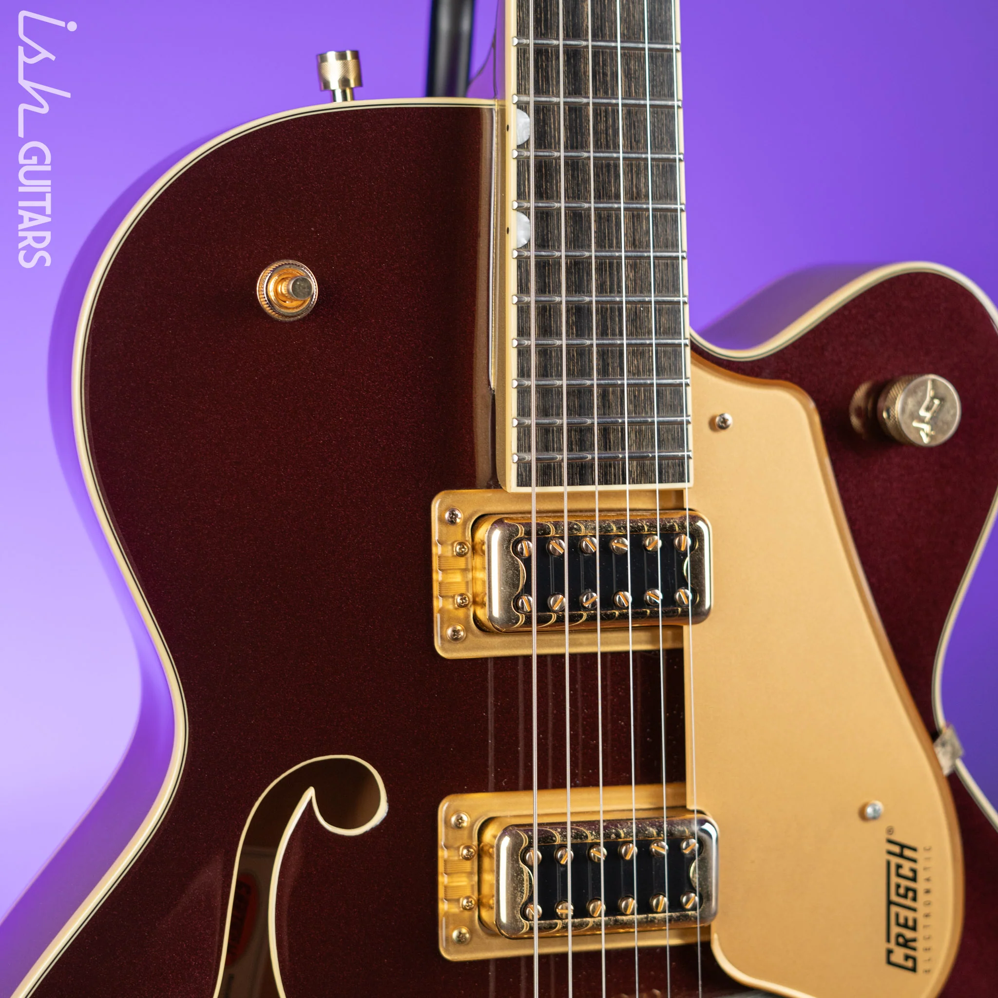 2018 Gretsch G420TG Electromatic 135th Anniversary LTD - Two Tone Dark Cherry Metallic on Casino Gold - Image 3