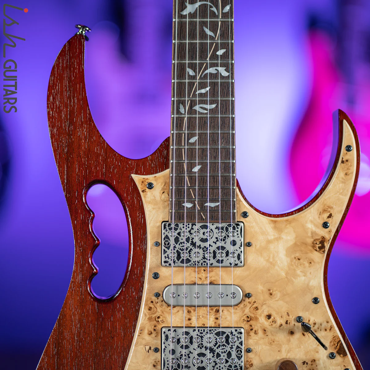 2018 Ibanez JEM77WDP Steve Vai Signature “Woody” Charcoal Brown Low Gloss - Image 4