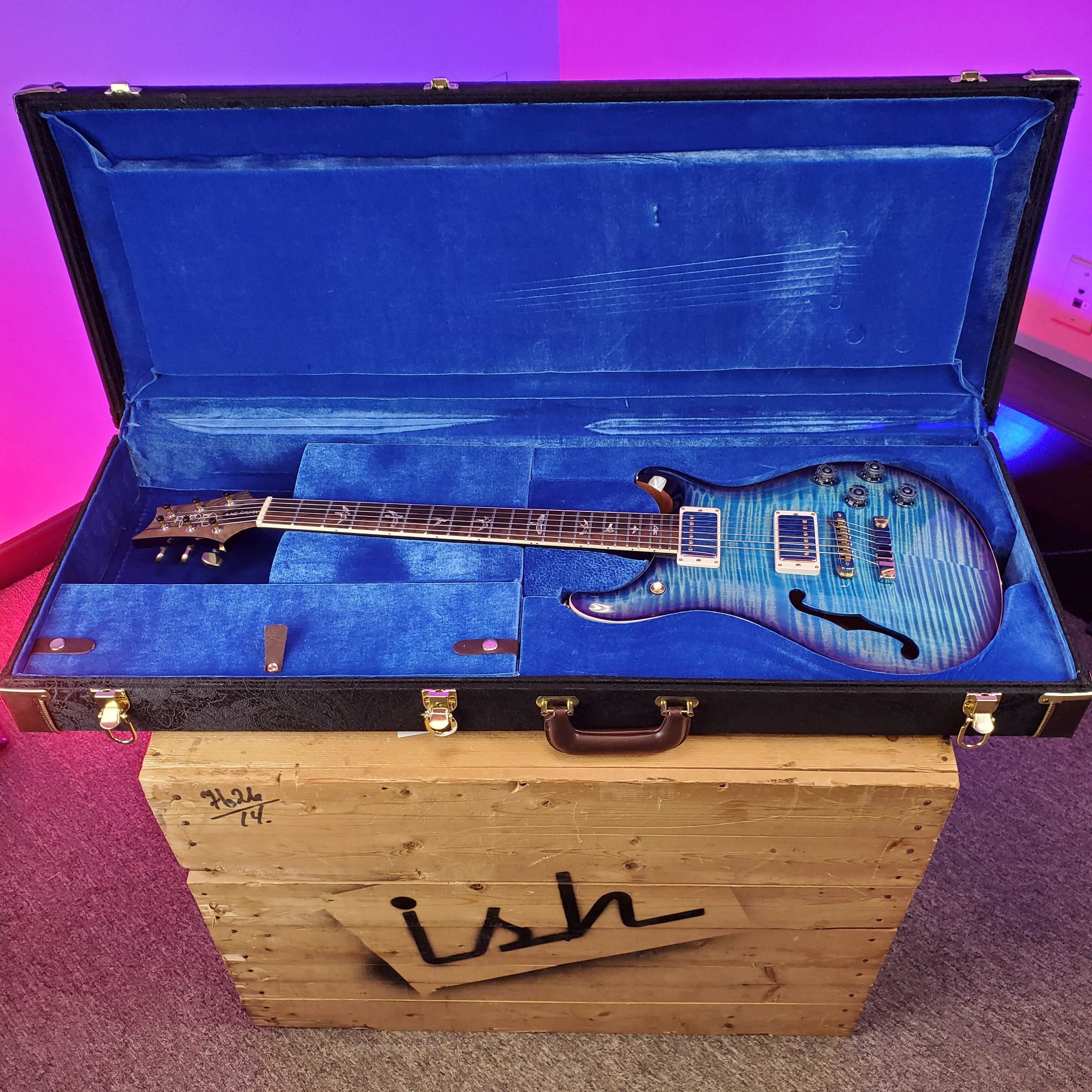 2018 PRS Wood Library McCarty 594 Semi Hollow 10 Top Aquableux Purpleburst - Image 11