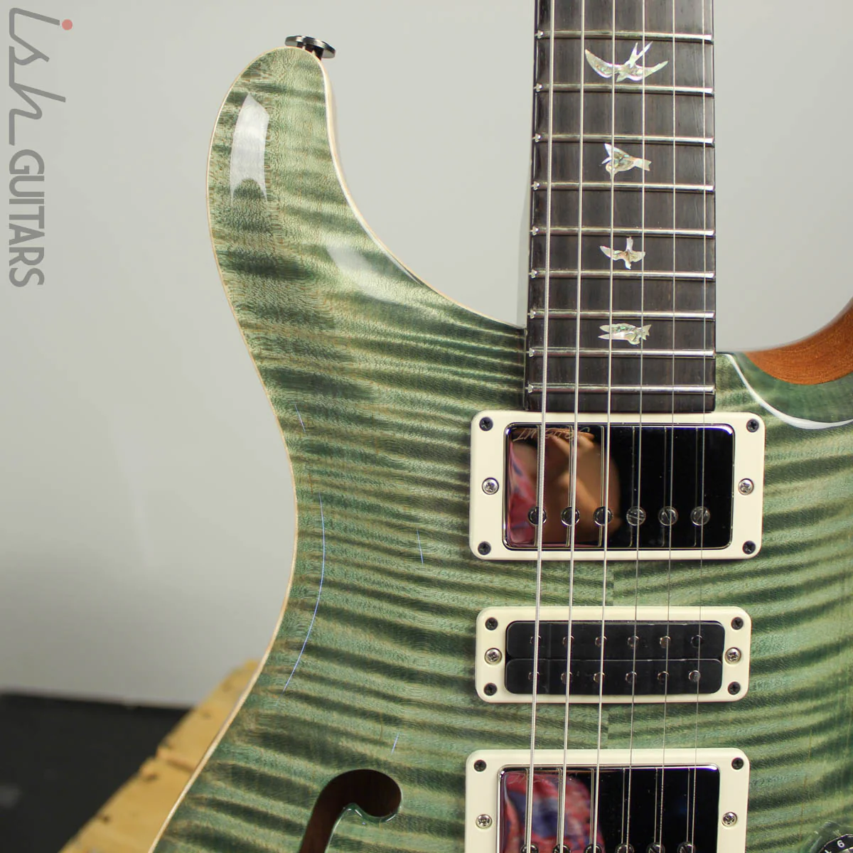 2018 Paul Reed Smith Wood Library Special 22 Semihollow Trampas Green - Image 4