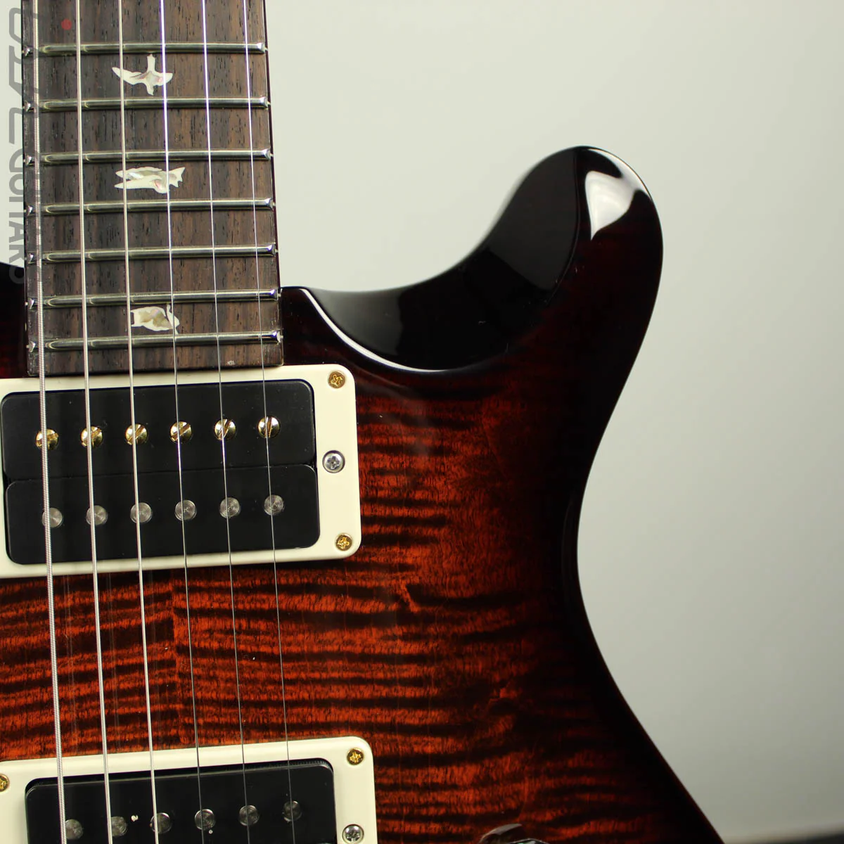 2018 PRS Paul Reed Smith Custom 24 Piezo 10 Top Dark Cherry Wrap Burst Custom Color - Image 3