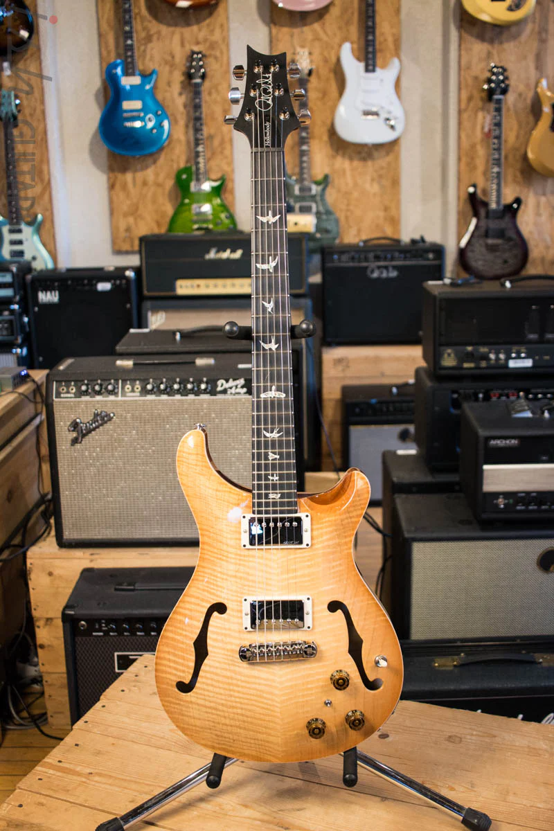 2018 PRS Experience Hollowbody II Piezo Vintage Natural Burst 10 Top INSANE FLAME - Image 2
