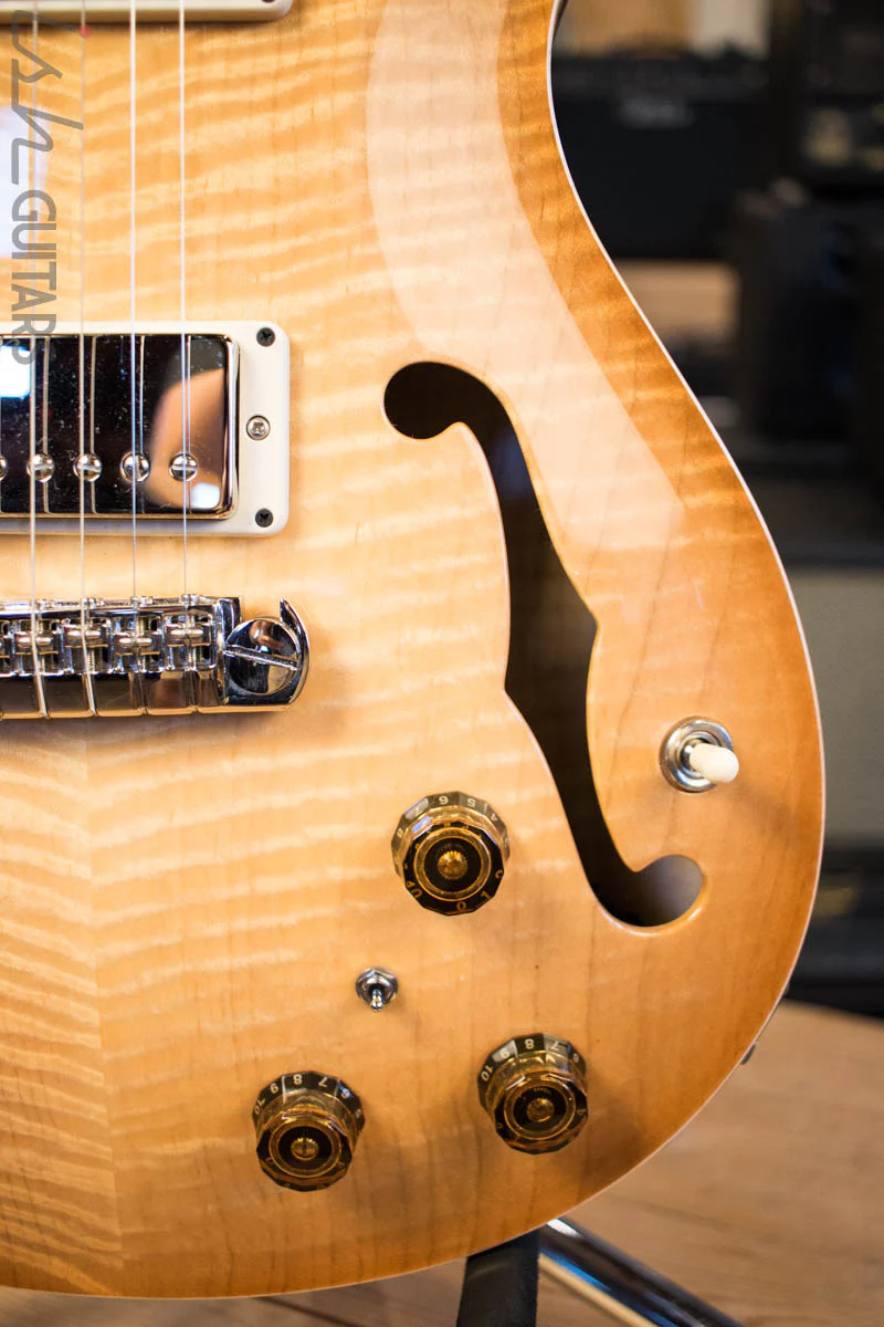2018 PRS Experience Hollowbody II Piezo Vintage Natural Burst 10 Top INSANE FLAME - Image 4