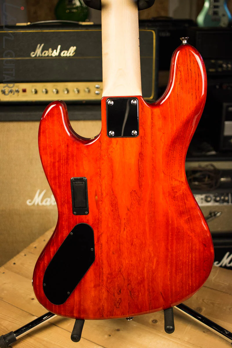 2018 Spector Coda DLX 5 Inferno Red Buckeye Burl Jazz Bass - Image 7