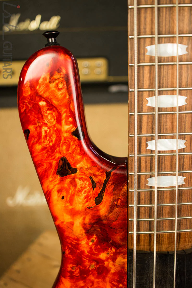 2018 Spector NS-4H2 Inferno Red Buckeye Burl 4 String Bass Guitar Bolt On - Image 3
