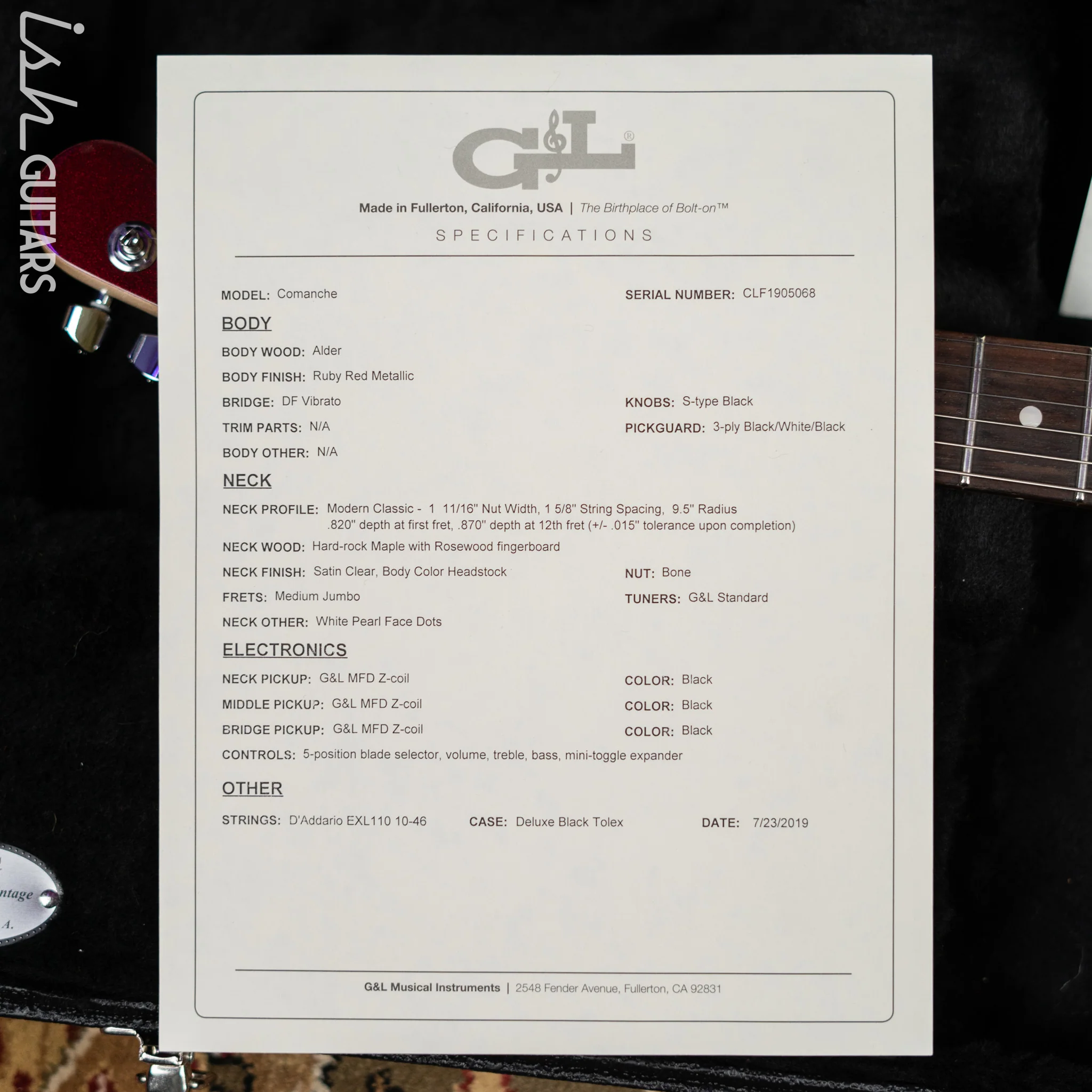 2019 G&L USA Comanche Ruby Red Metallic - Image 13