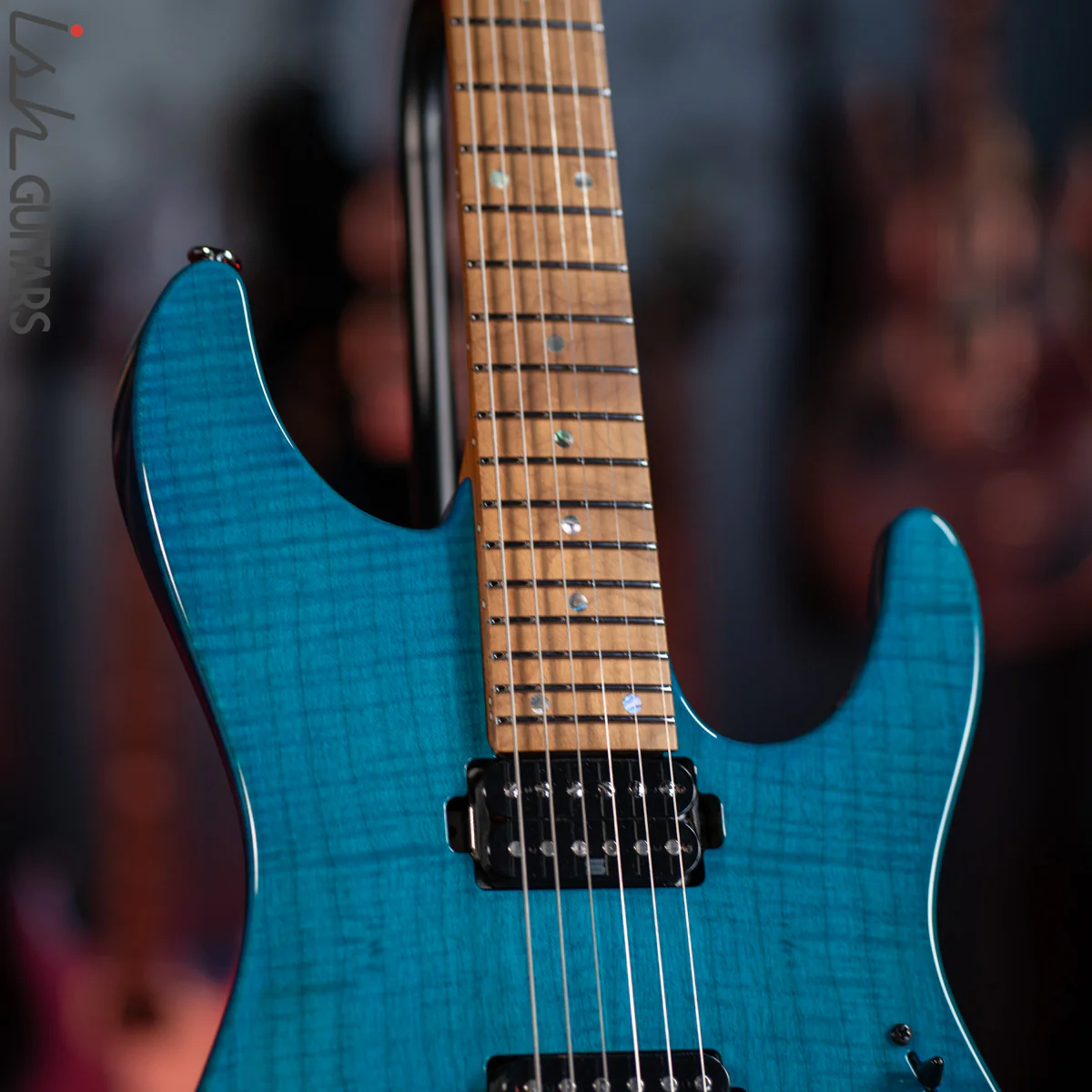 2019 Ibanez Prestige MM1 Martin Miller Signature Transparent Aqua Blue - Image 4