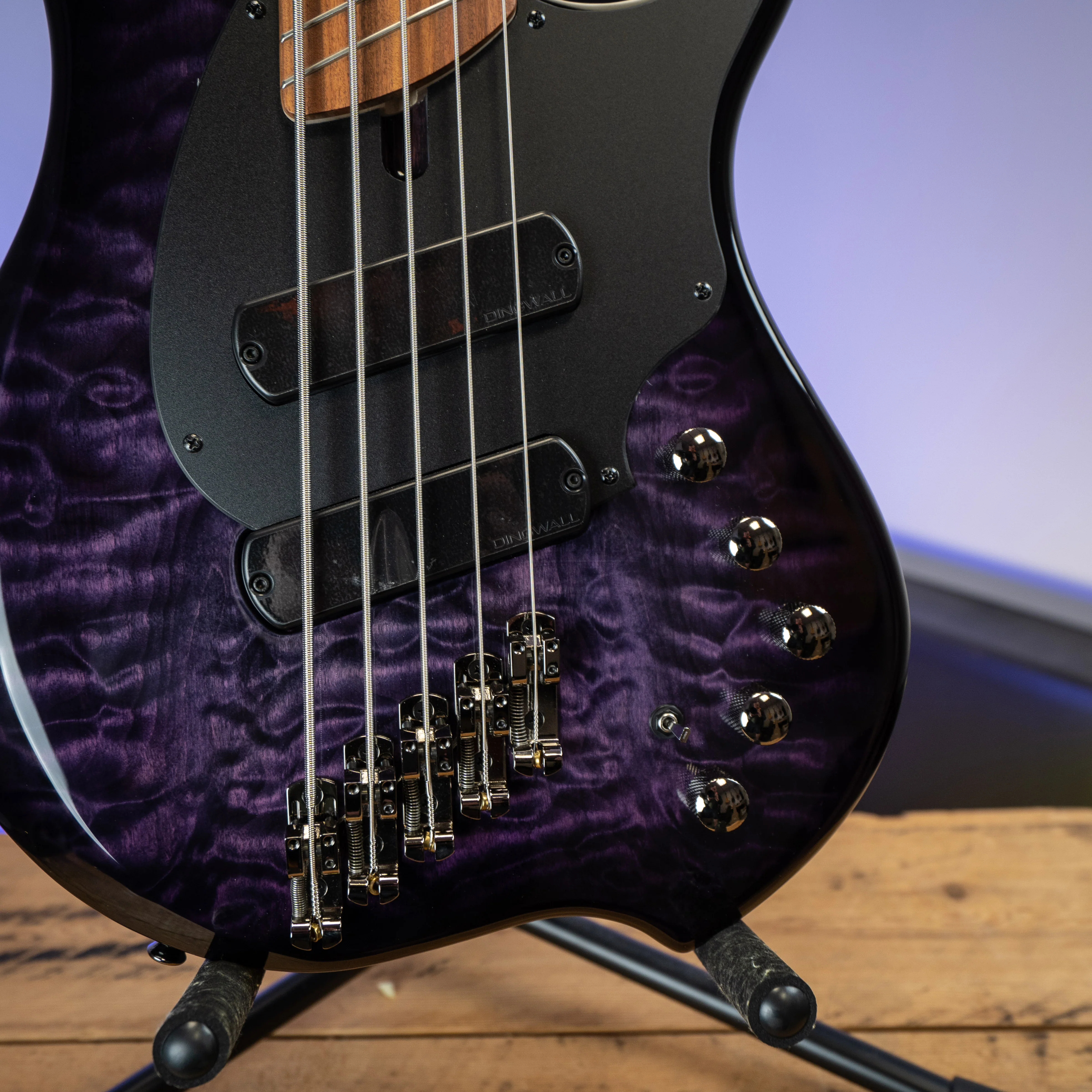 Dingwall 5-String Combustion 2X 10th Anniversary Amethyst Burst Pau Ferro Fretboard - B Stock - Image 4