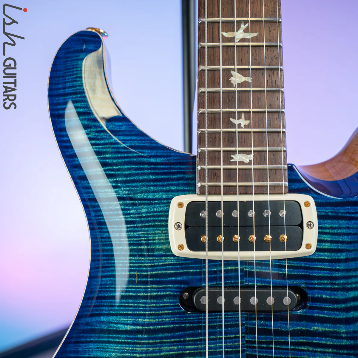 2020 Experience Paul Reed Smith PRS Modern Eagle V Custom Color River Blue Burst 10 Top - Image 3