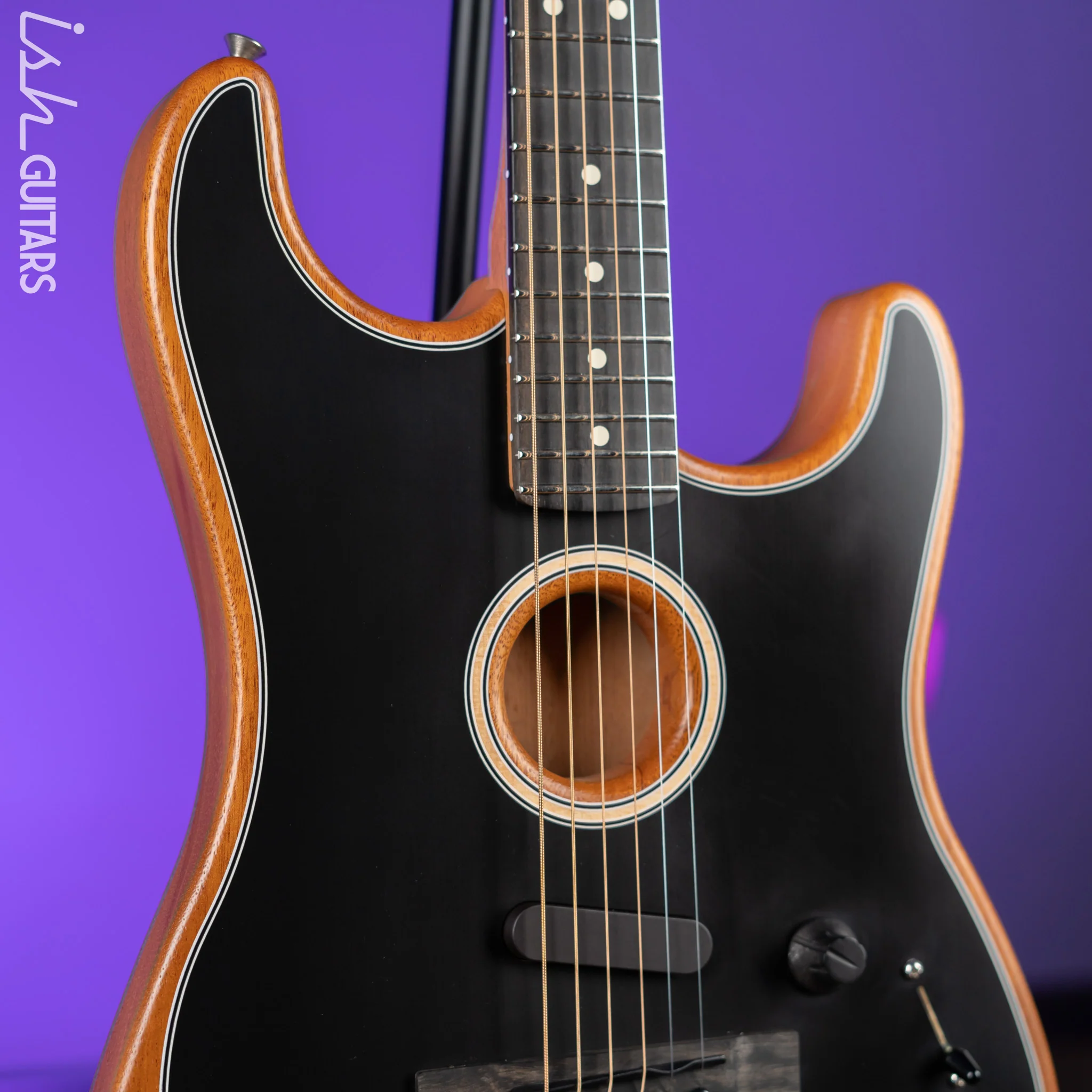 2020 Fender Acoustasonic Stratocaster Black - Image 3