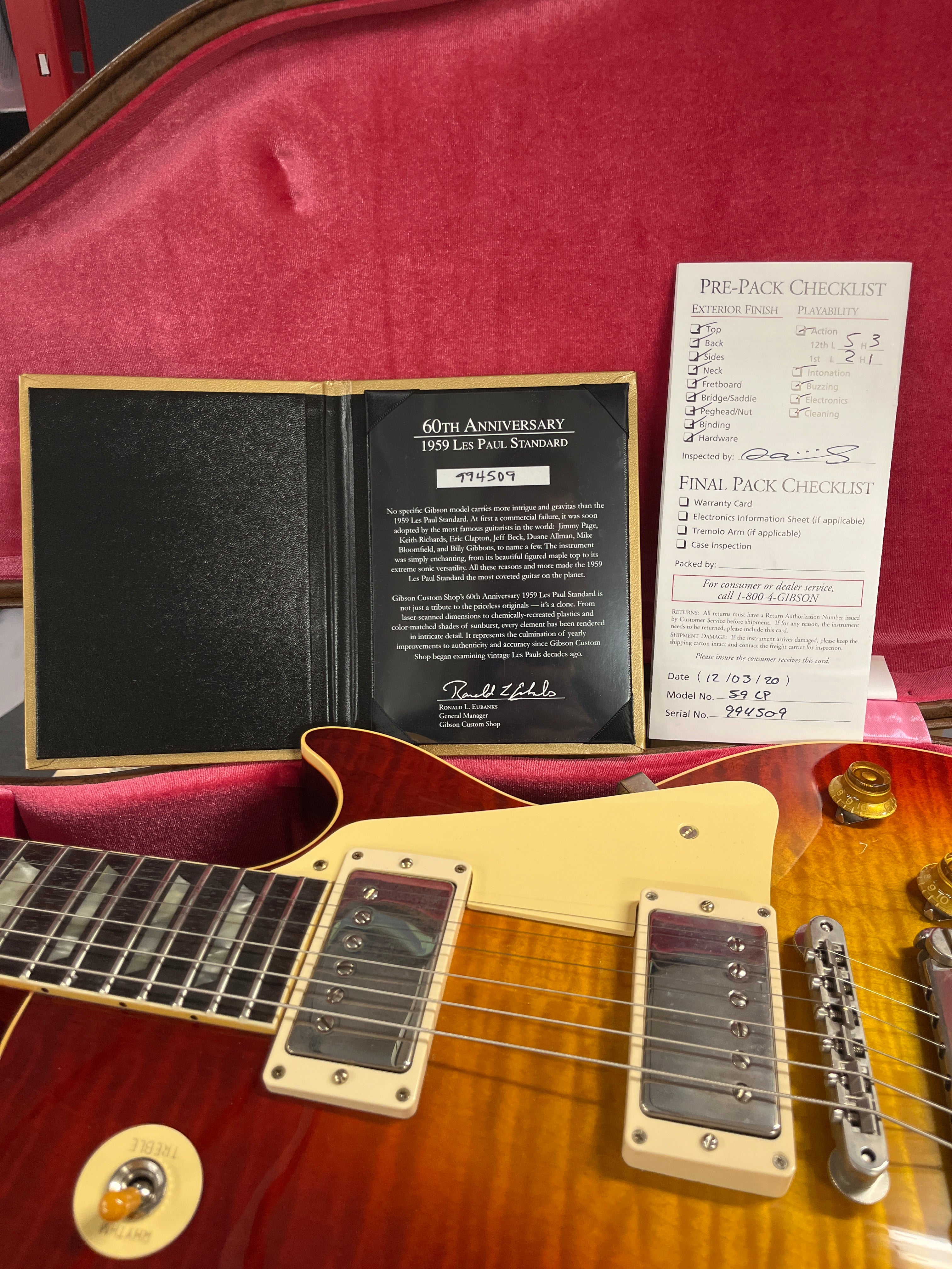 2020 Gibson Custom 60th Anniversary '59 Les Paul Reissue Deep Cherry Sunburst - Image 15