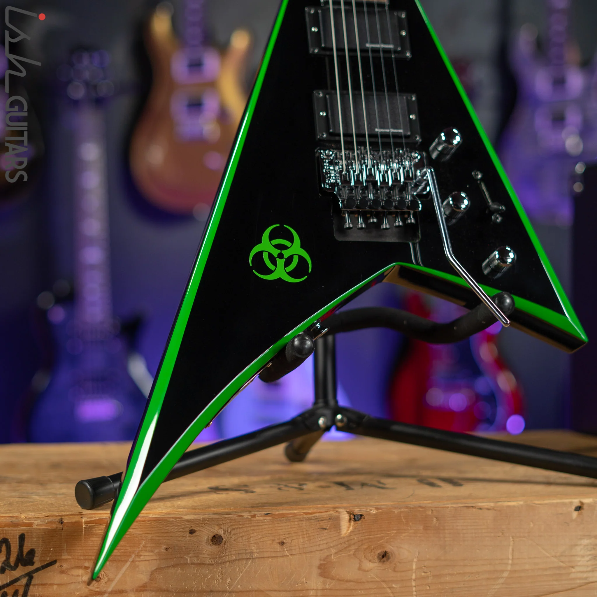 2020 Jackson RRX24 Black with Neon Green Bevels - Image 4