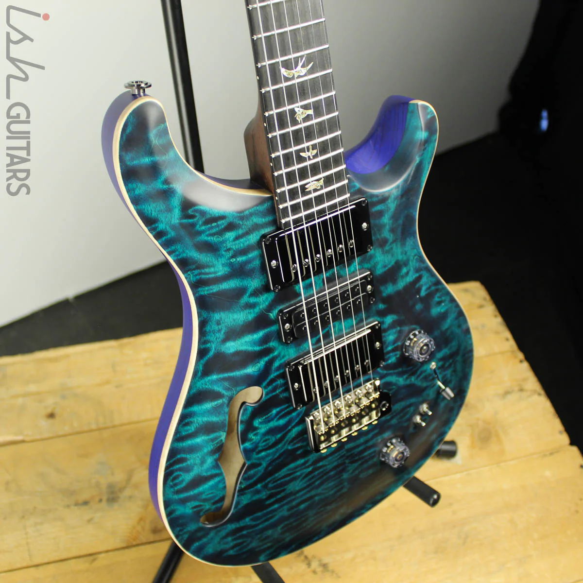2020 Paul Reed Smith PRS Wood Library Special 22 Semi-Hollow Blue Green Satin Ash Rosewood Neck - Image 6