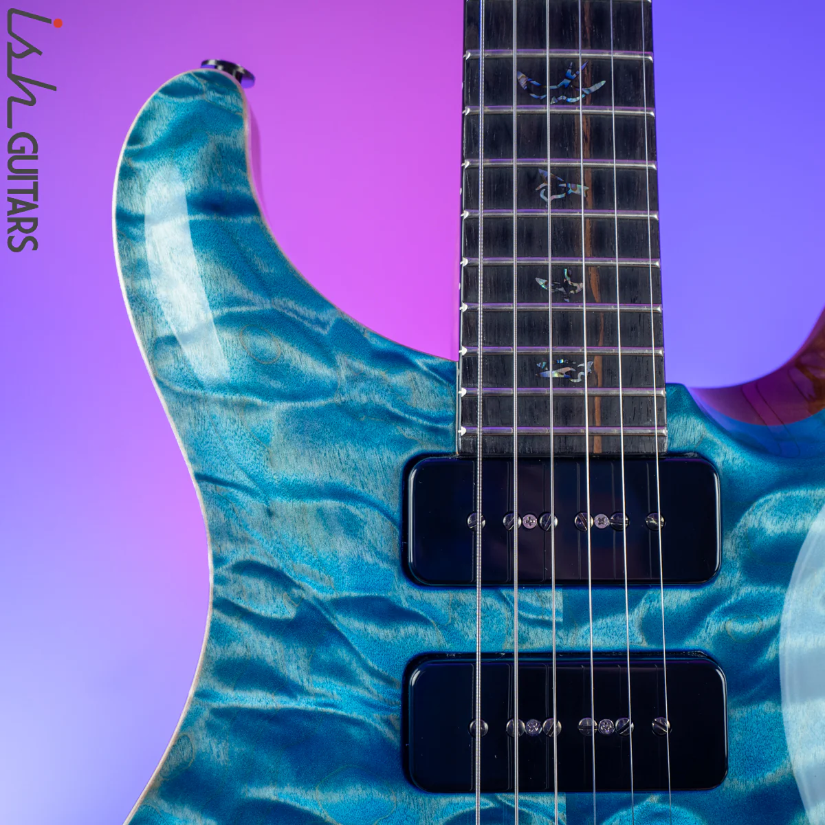 PRS Wood Library Custom 22 Soapbar 10 Top Quilt Aquableux - Image 3