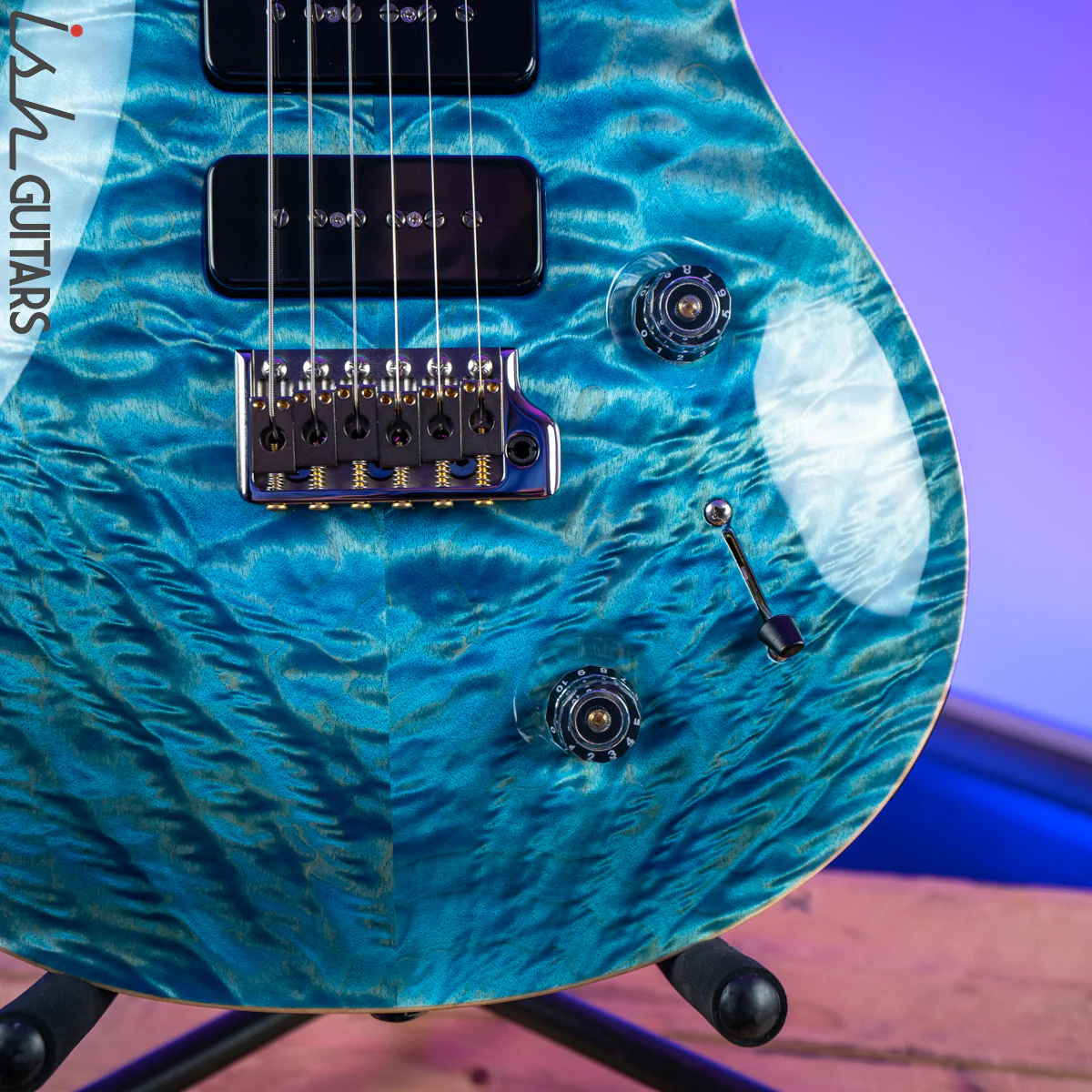 PRS Wood Library Custom 22 Soapbar 10 Top Quilt Aquableux - Image 4