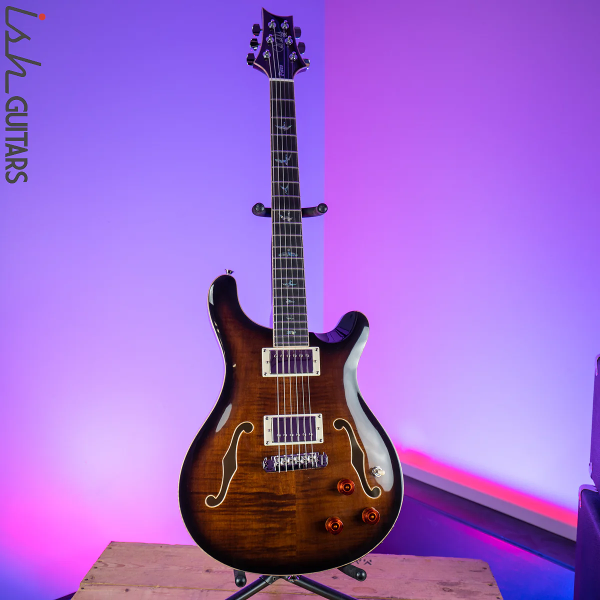 2020 PRS Paul Reed Smith SE Hollowbody II Piezo Black Gold Burst - Image 2