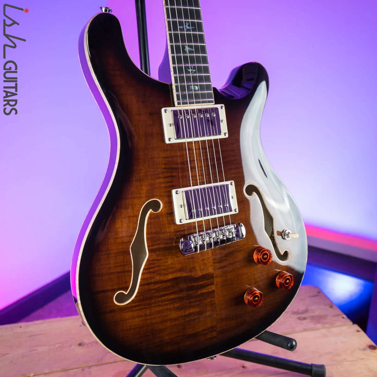 2020 PRS Paul Reed Smith SE Hollowbody II Piezo Black Gold Burst - Image 3
